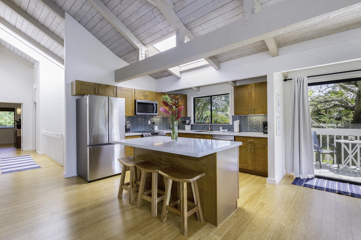 Princeville Vacation Rentals, Hale Kalani - Fully stocked kitchen, newly updated with sleek cabinets, pristine countertops, and modern appliances