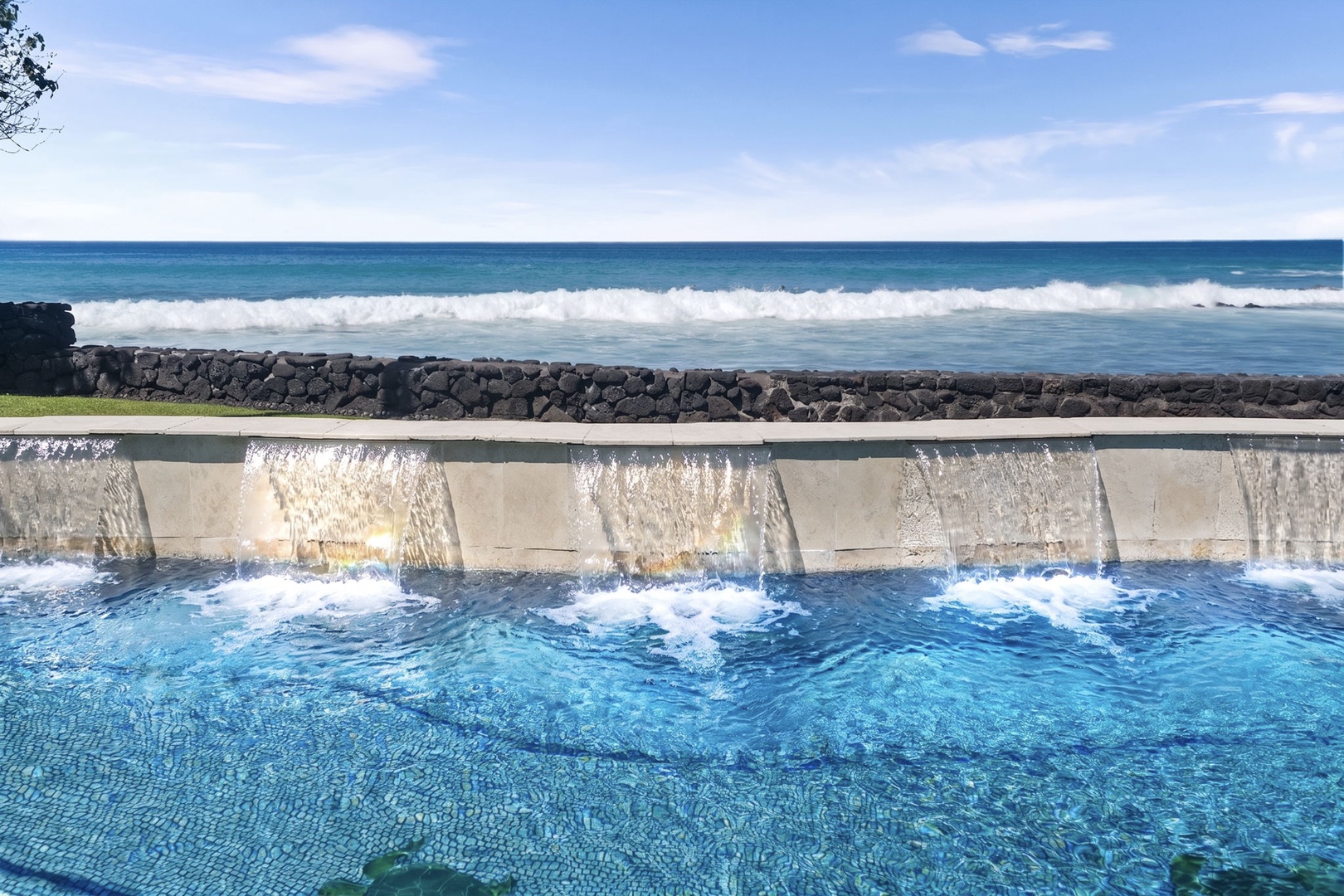 Kailua Kona Vacation Rentals, Hale Pua - Listen to cascading water as waves roll in just beyond the pool’s edge.