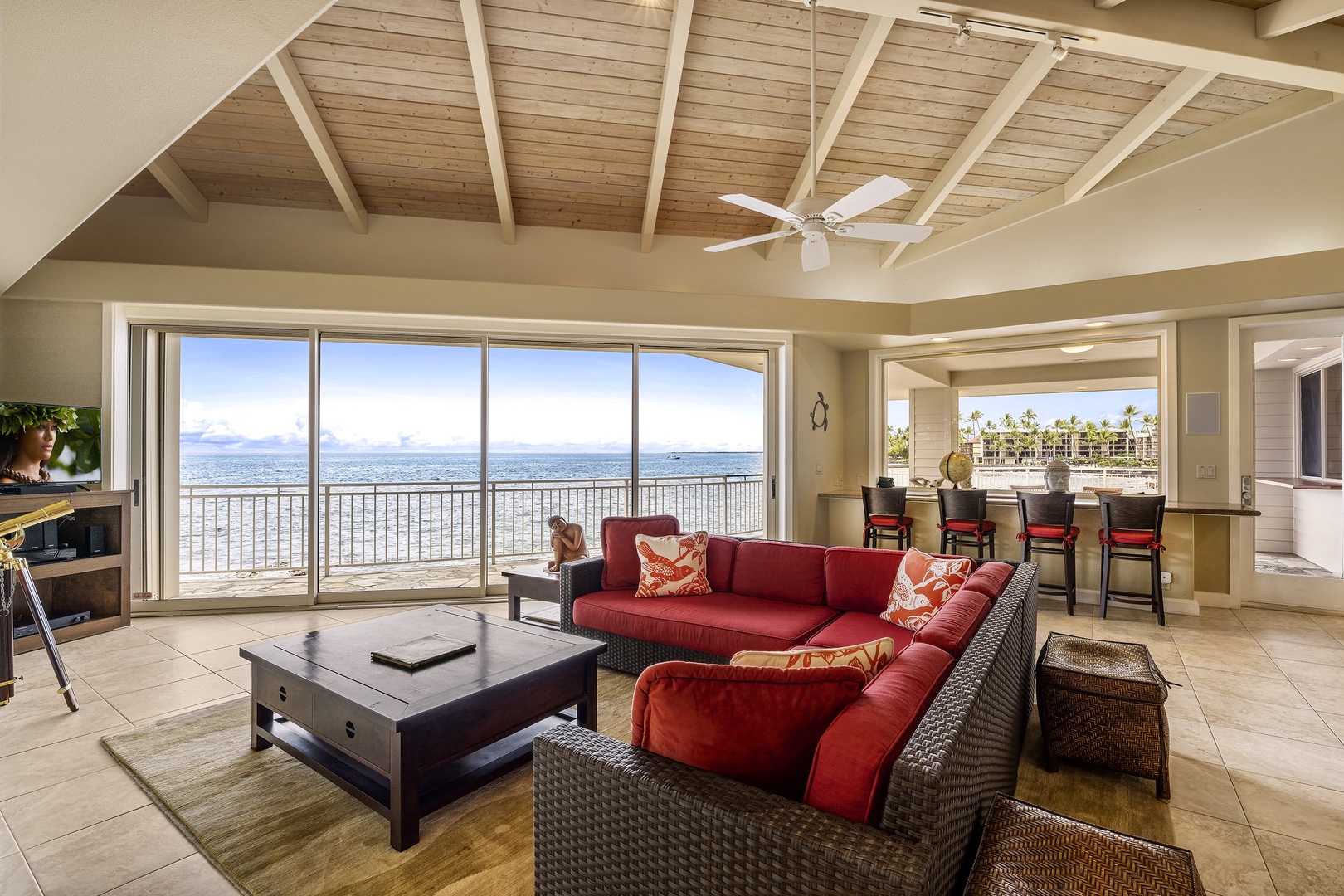 Kailua Kona Vacation Rentals, Ali'i Point #12 - Breathtaking views of the ocean right from the couch—coastal comfort meets elegant design.