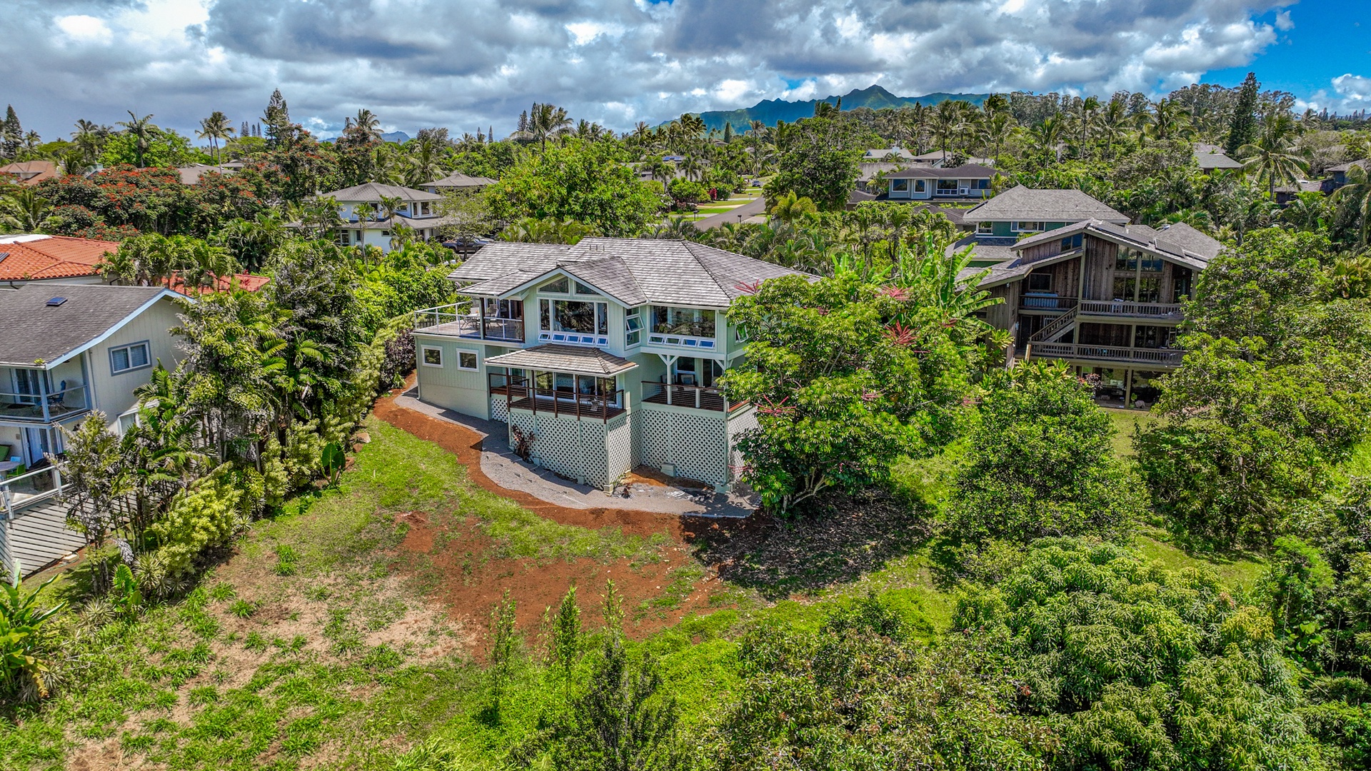 Princeville Vacation Rentals, Wai Lani - Aerial shot of the home
