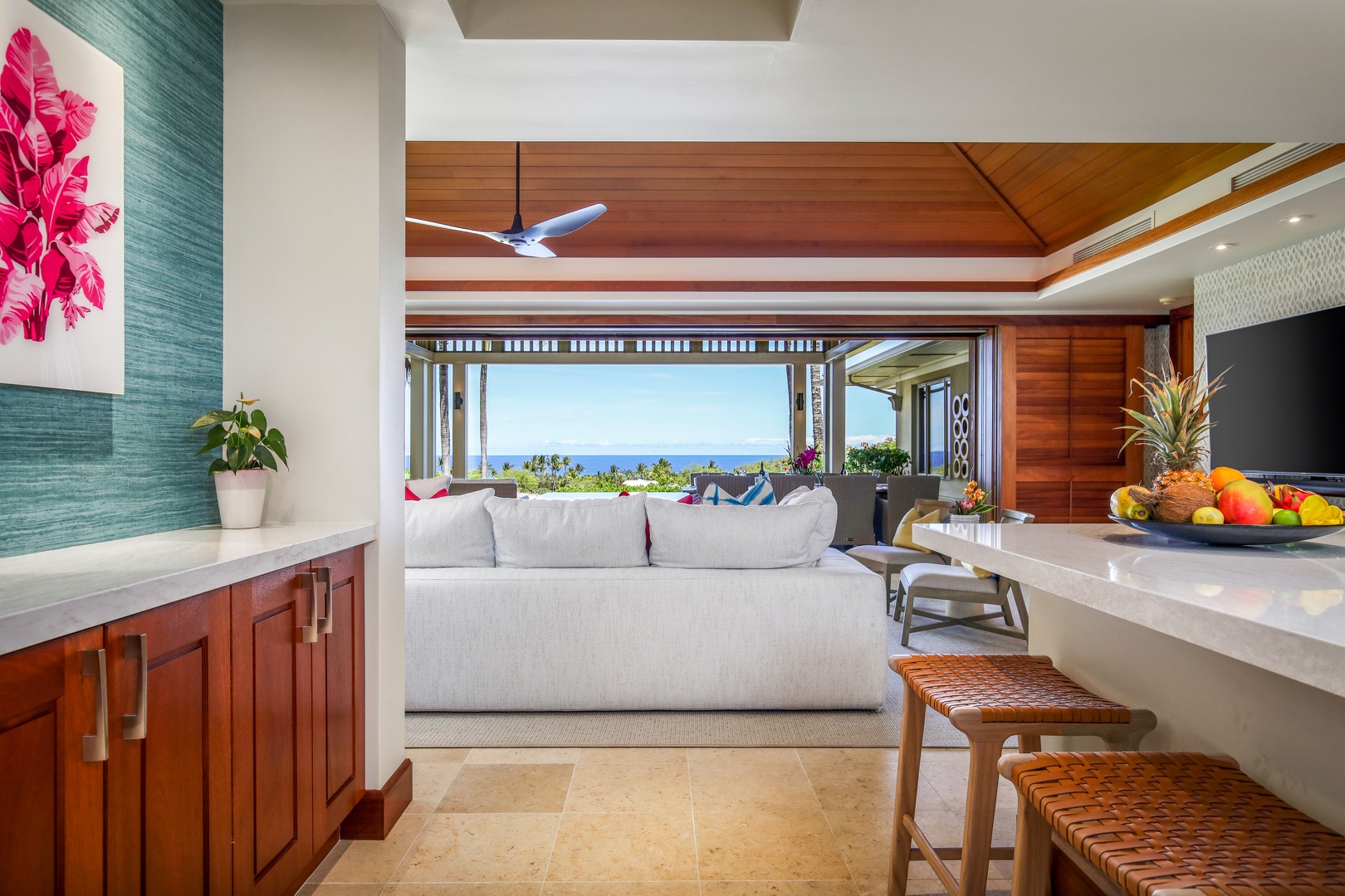 Kailua Kona Vacation Rentals, 4BD Hainoa Estate (122) at Hualalai Resort - Detail from just one of the several kitchen bar seating areas.
