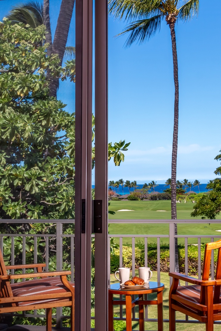 Kailua Kona Vacation Rentals, Fairways Villa 120A - Wake up to stunning golf course and ocean views from your private balcony, where morning coffee tastes even better surrounded by swaying palms.