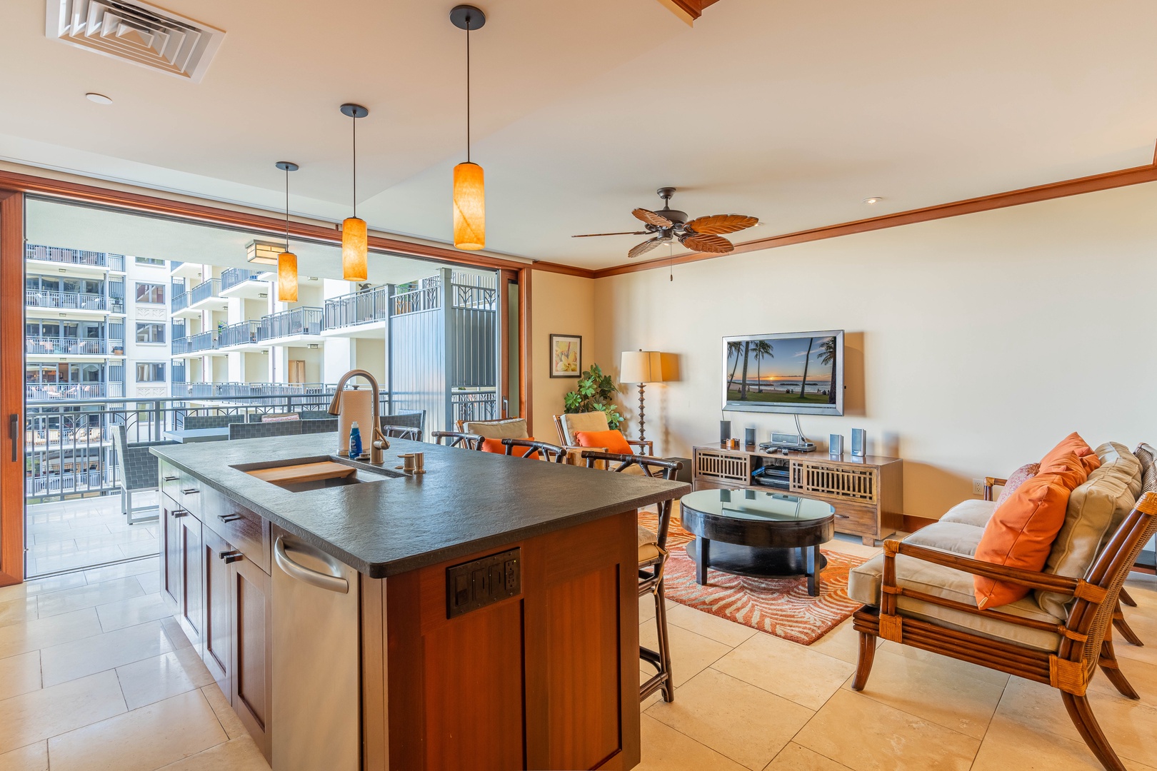 Kapolei Vacation Rentals, Ko Olina Beach Villas O521 - The open area offers a TV for your favorite shows.