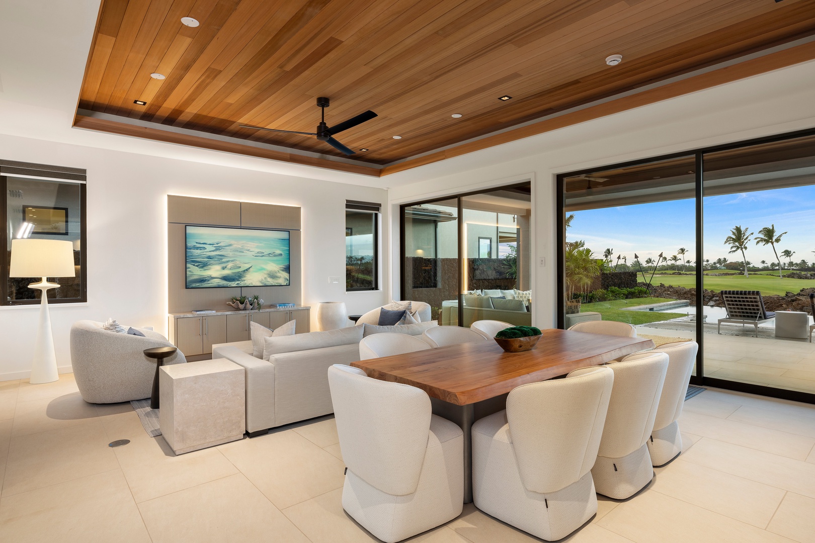 Kamuela Vacation Rentals, 6BD Mauna Lani Lux Golf Estate (6) at One Ocean - Thoughtfully designed for gathering, with effortless flow between the dining area, living room, and outdoor lanai.