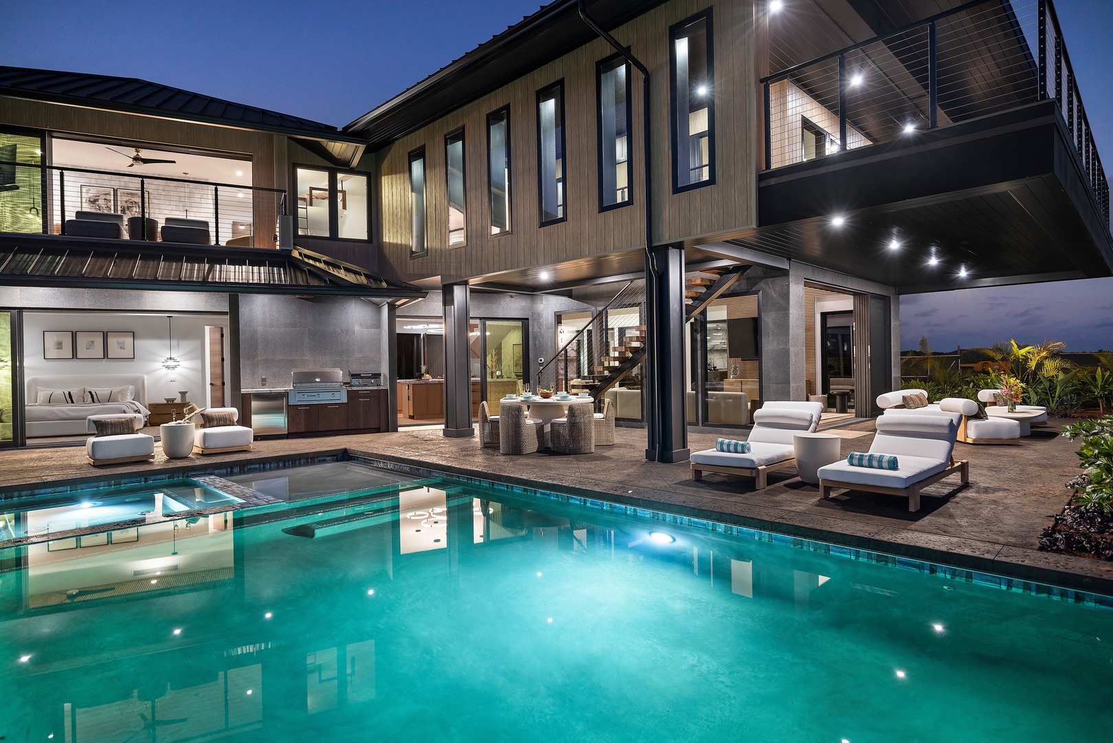 Koloa Vacation Rentals, Hale o ka Nene - Experience the beauty of Hale o ka Nene glowing at twilight, where every evening feels like a celebration.