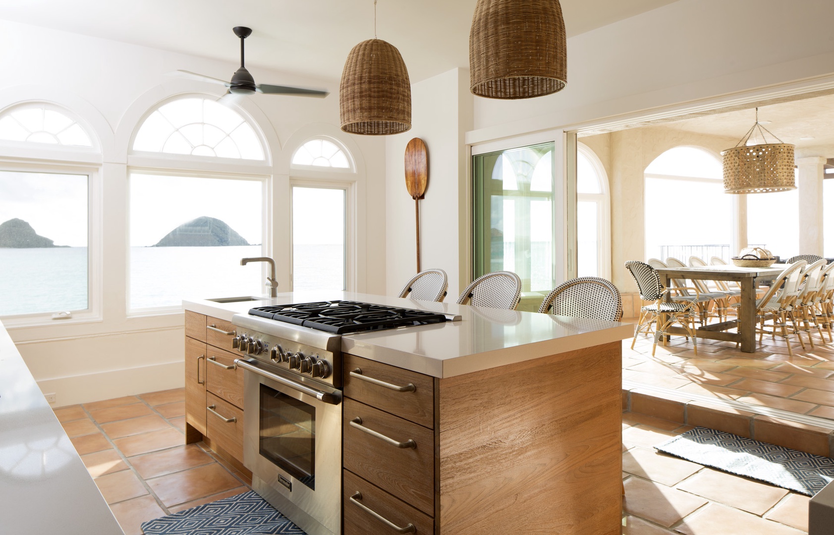 Kailua Vacation Rentals, Lanikai Village* - The Villa at Wailea Point: Modern and classic styles meet in this kitchen with a view.
