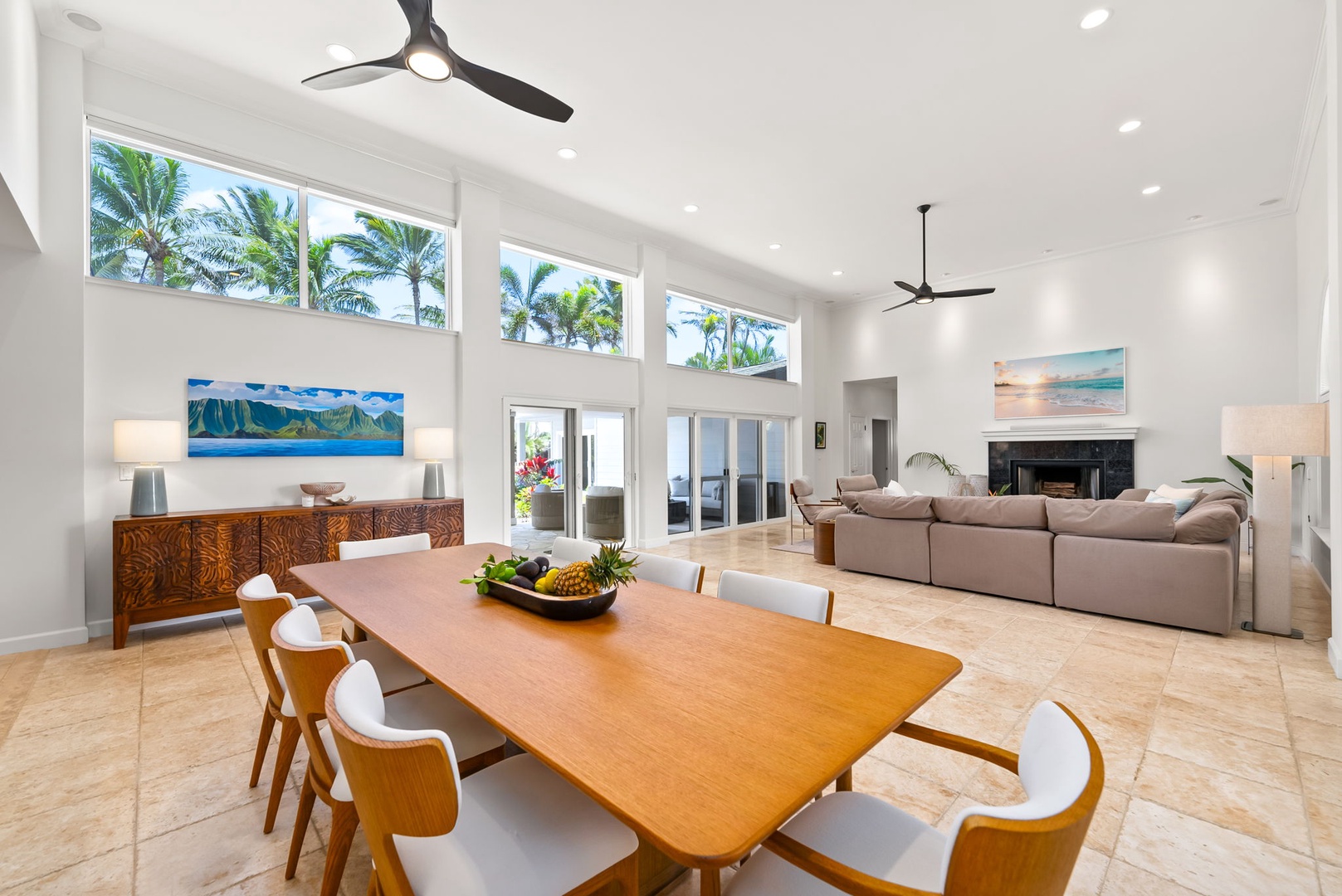 Kailua Vacation Rentals, Kailua Beach House - Gather around the spacious table with seating for eight and views of the lanai and pool.