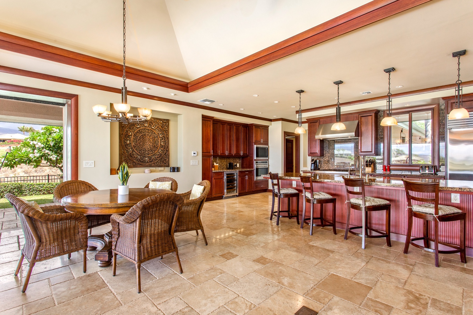 Kamuela Vacation Rentals, 3BD Wai'ula'ula Villa (312) at Mauna Kea Resort - Cook with ease in a fully equipped kitchen featuring Sub-Zero, Wolf, and Bosch appliances.