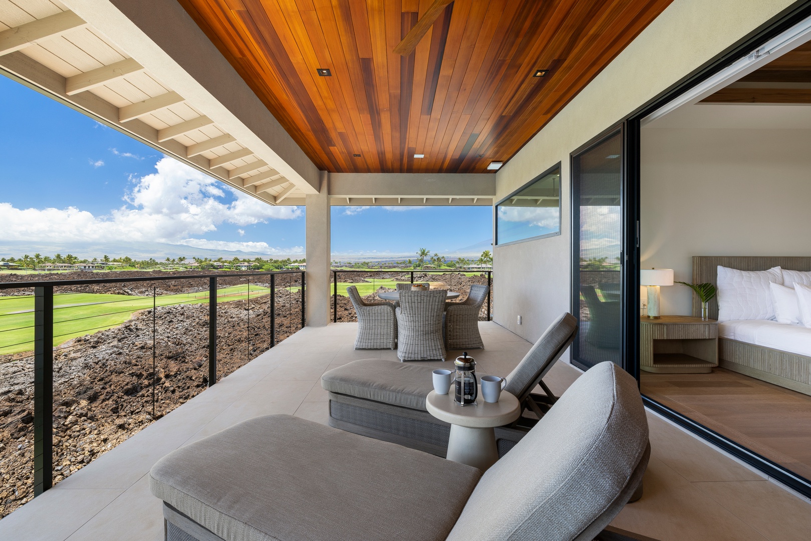 Kamuela Vacation Rentals, 6BD Mauna Lani Lux Golf Estate (5) at One Ocean - The upper lanai offers a peaceful spot to lounge, sip coffee, and take in the island surroundings.