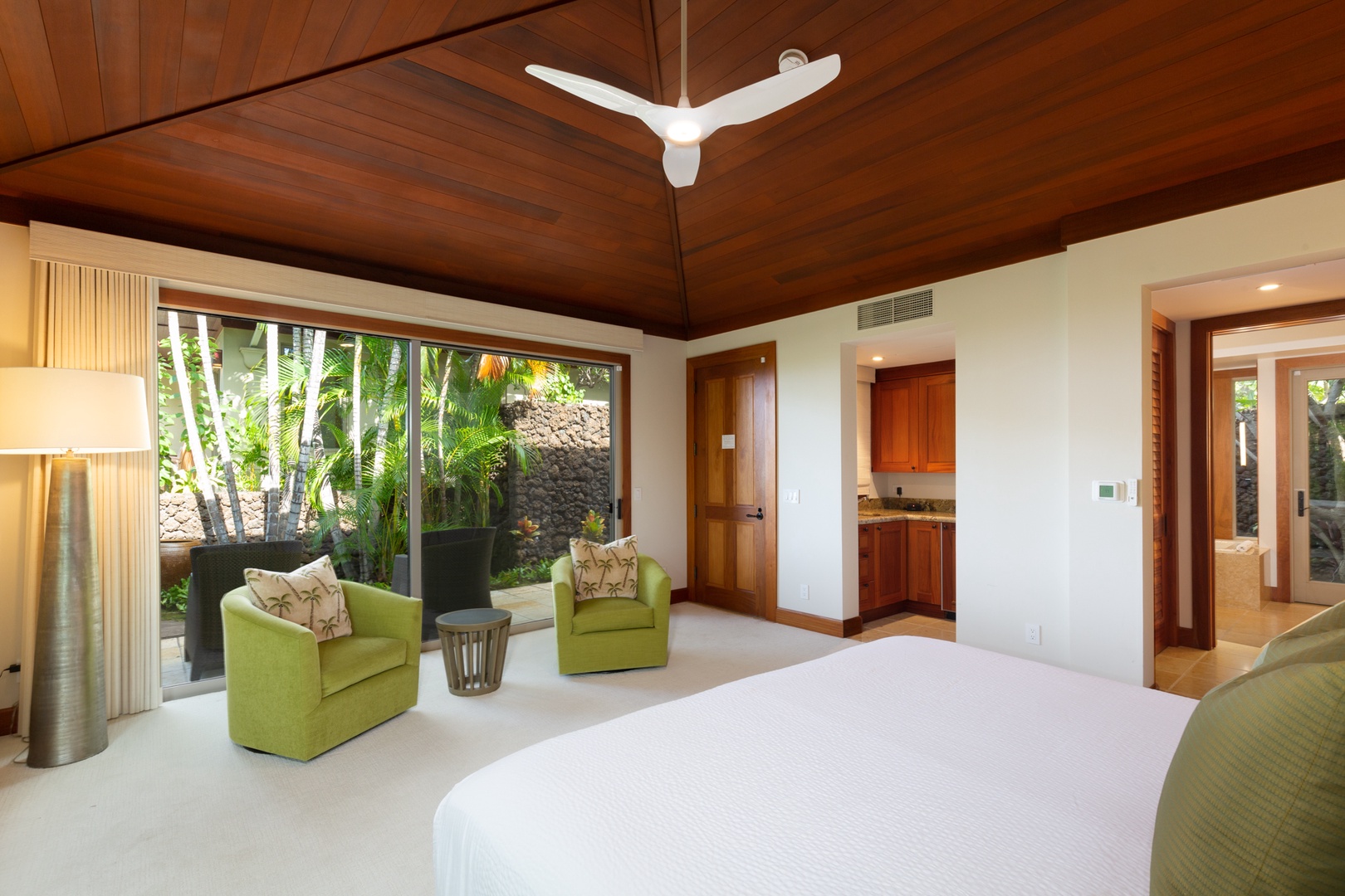 Kailua Kona Vacation Rentals, 4BD Hainoa Estate (102) at Hualalai Resort - Reverse view showcasing the private entrance, lanai, kitchenette & en suite bathroom