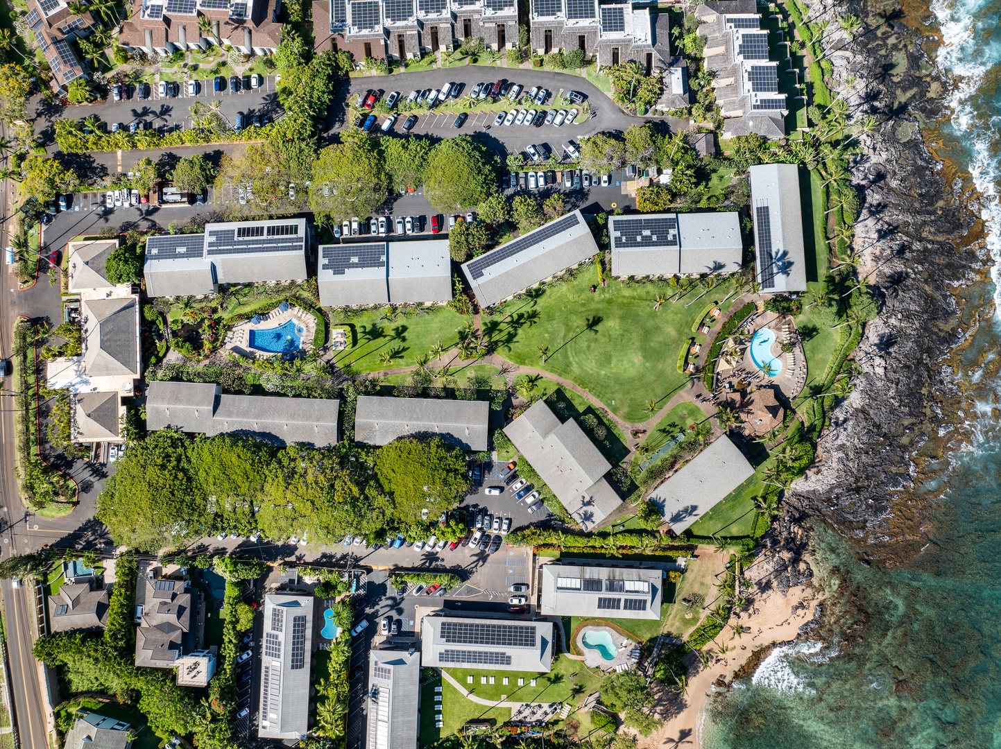 Lahaina Vacation Rentals, Napili Shores F-252 - An aerial view of Napili Shores F-252 reveals both pools and its unbeatable location by the sea.
