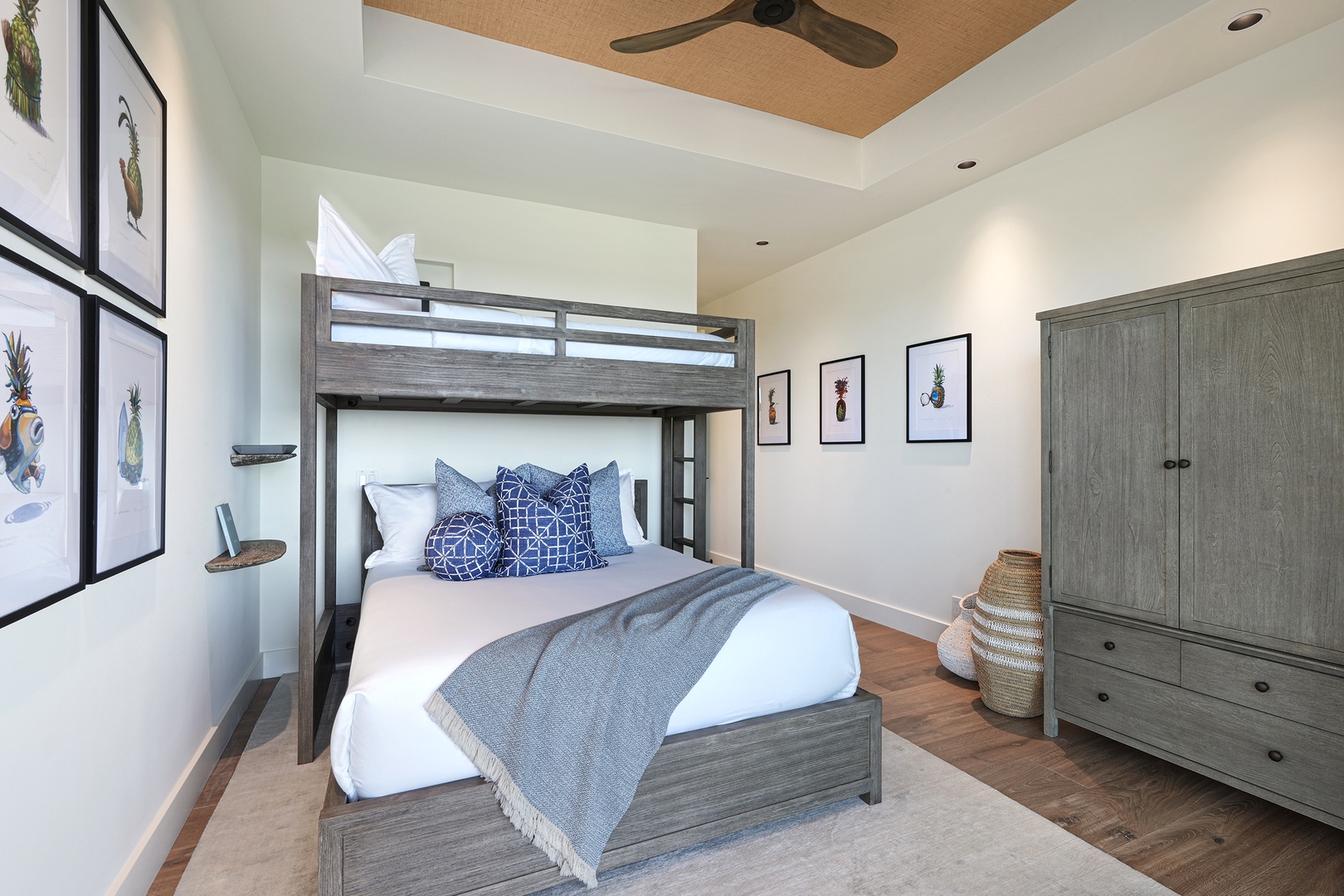 Koloa Vacation Rentals, Ke Kai Nui at Kukuiula - Relax in a cozy fourth guest bedroom with bunk beds, perfect for kids or a group retreat.