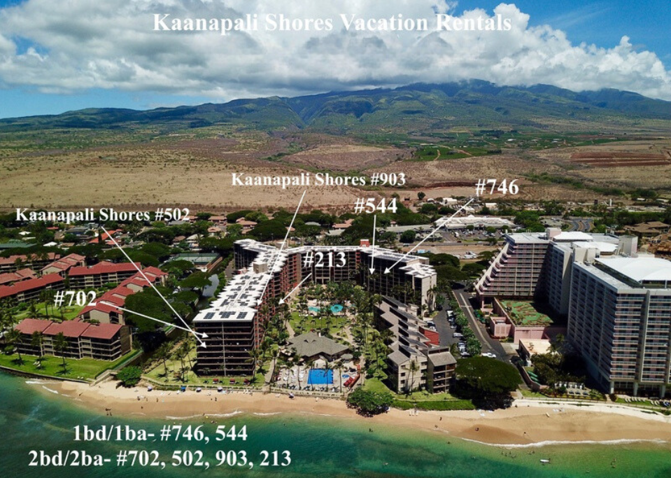 Lahaina Vacation Rentals, Kaanapali Shores 903 - A detailed aerial view of Kaanapali Shores Vacation Rentals, all set along the beautiful beachfront.