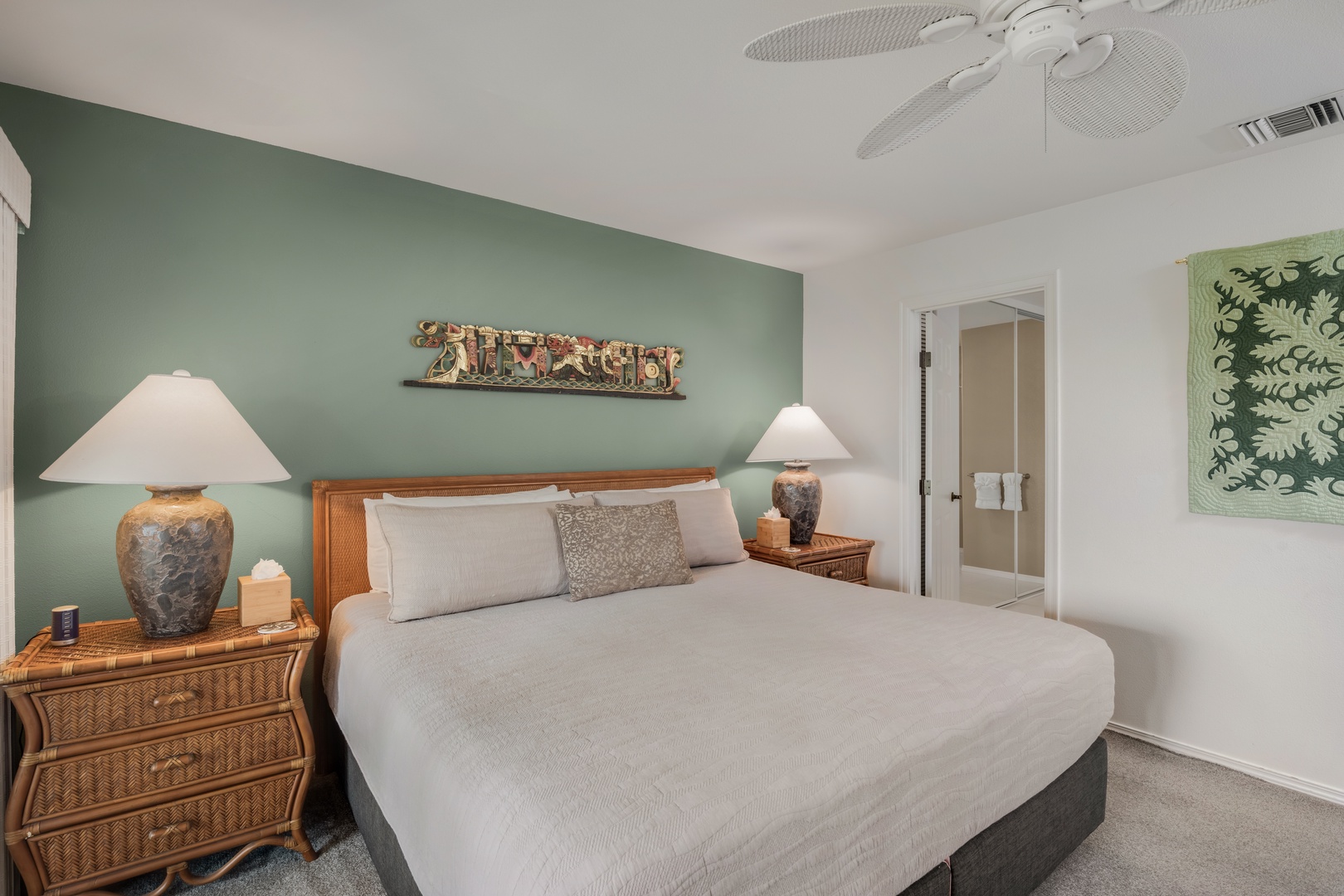 Waikoloa Vacation Rentals, Waikoloa Colony Villas 403 - Relax in your tranquil retreat with a plush king bed, ceiling fan, and soft tones that evoke the island’s laid-back elegance.