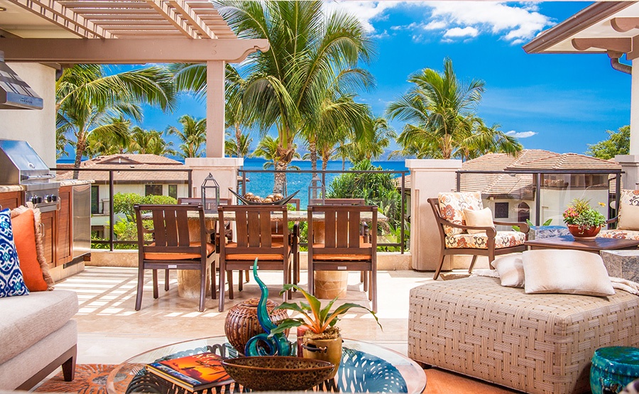 Wailea Vacation Rentals, Sun Splash C301 at Wailea Beach Villas* - Outdoor Dining, BBQ and Lounging Terrace