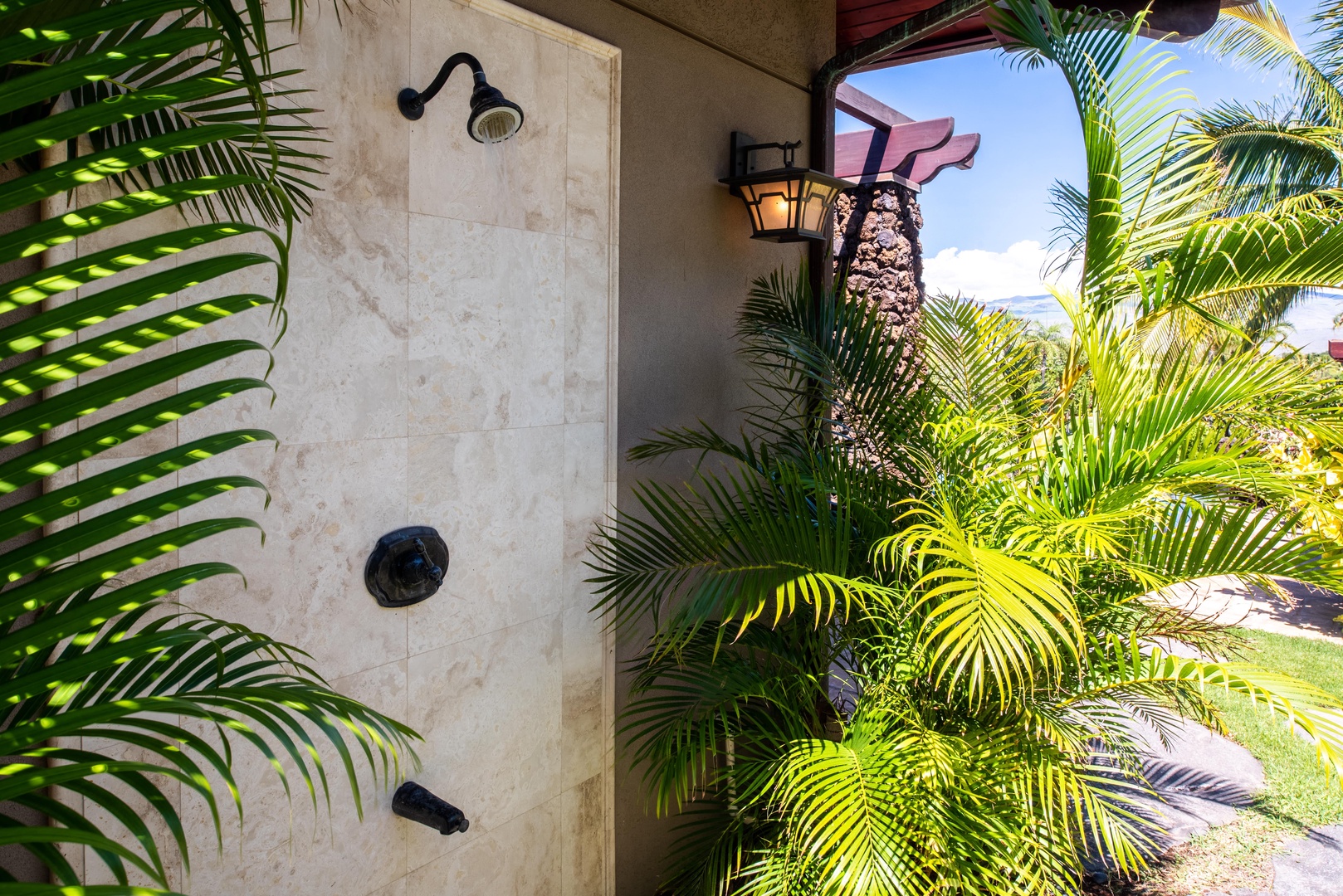 Kamuela Vacation Rentals, House of the Turtle at Champion Ridge, Mauna Lani (CR 18) - An outdoor shower is available right off the primary bath.