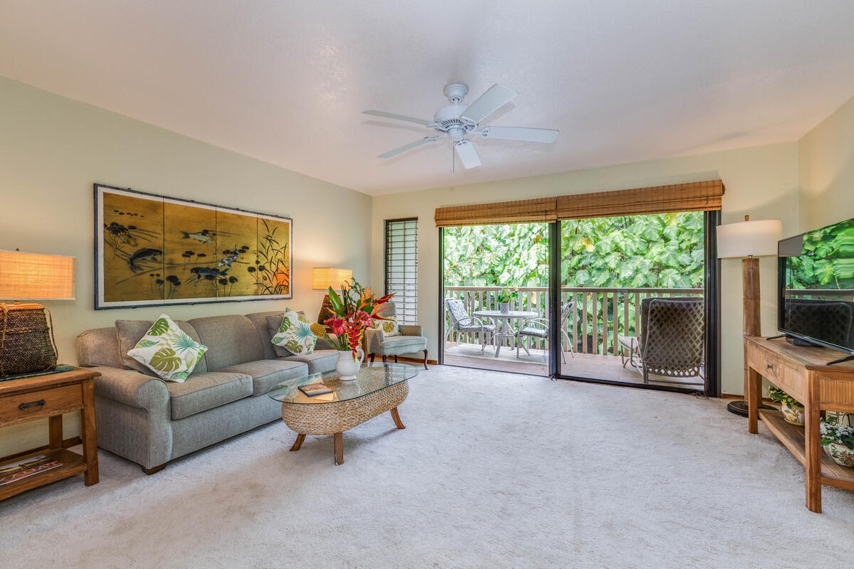 Koloa Vacation Rentals, Waikomo Streams 121 - This roomy one bedroom, one bath condominium located on the south side of the garden isle boasts a lanai where lush, green foliage provides privacy, shielding you from the view of the rest of the complex