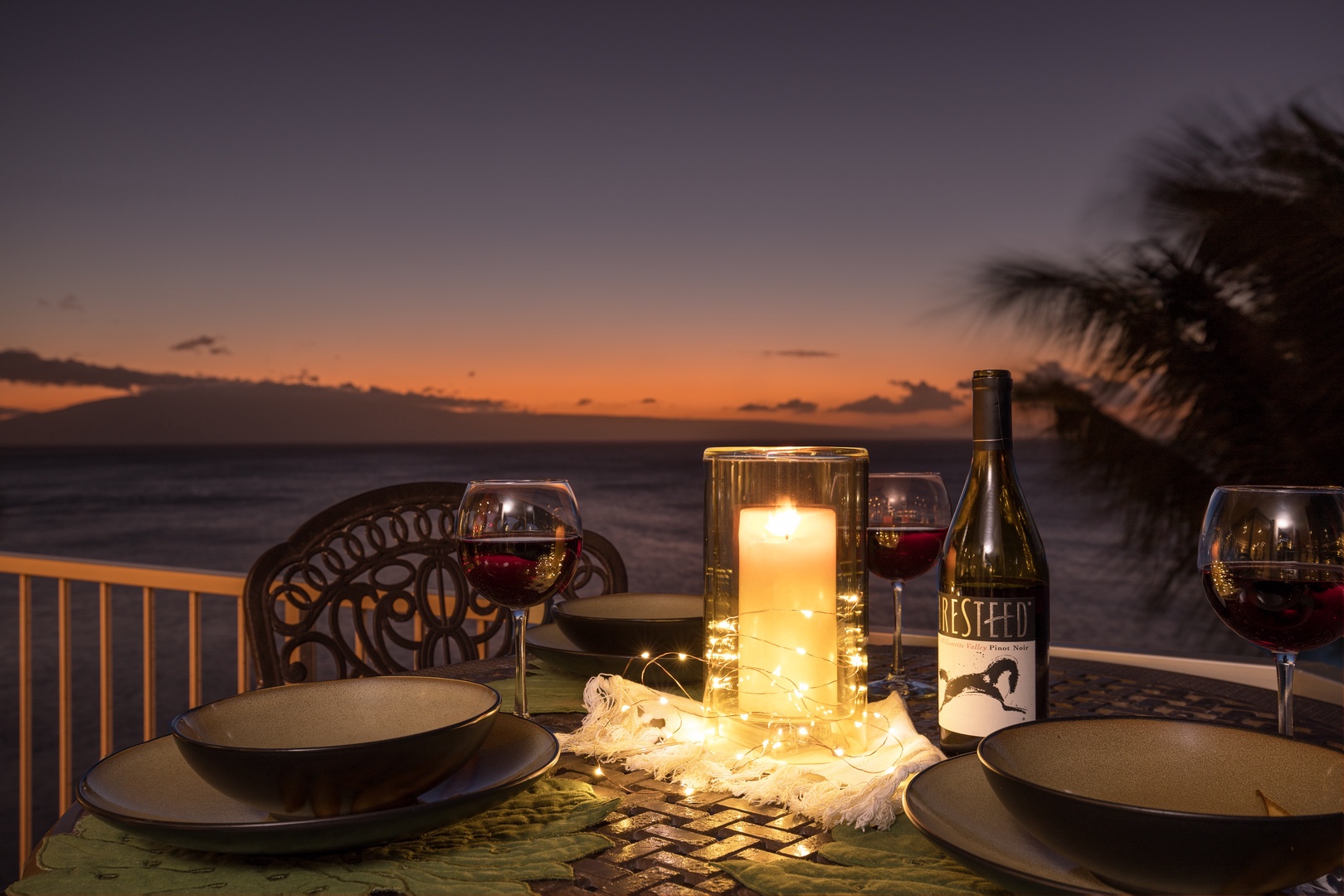 Lahaina Vacation Rentals, Royal Kahana 610 - Enjoy a romantic sunset dinner with stunning ocean views and candlelight ambiance.