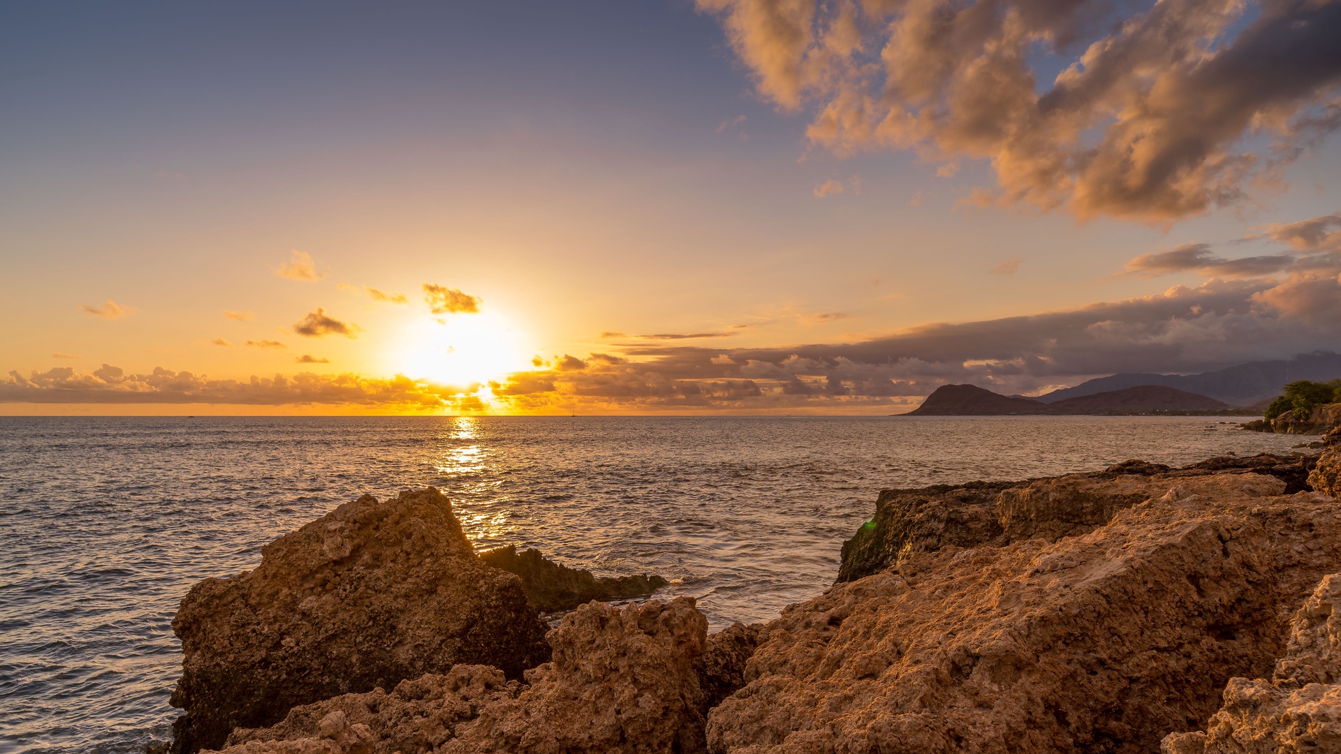 Kapolei Vacation Rentals, Fairways at Ko Olina 27H - Picturesque skies over sand weathered rock formations.