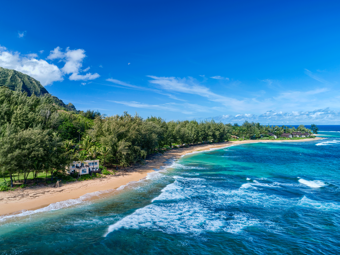 Hanalei Vacation Rentals, Haena Beach House TVNC#1258 - Arial view.