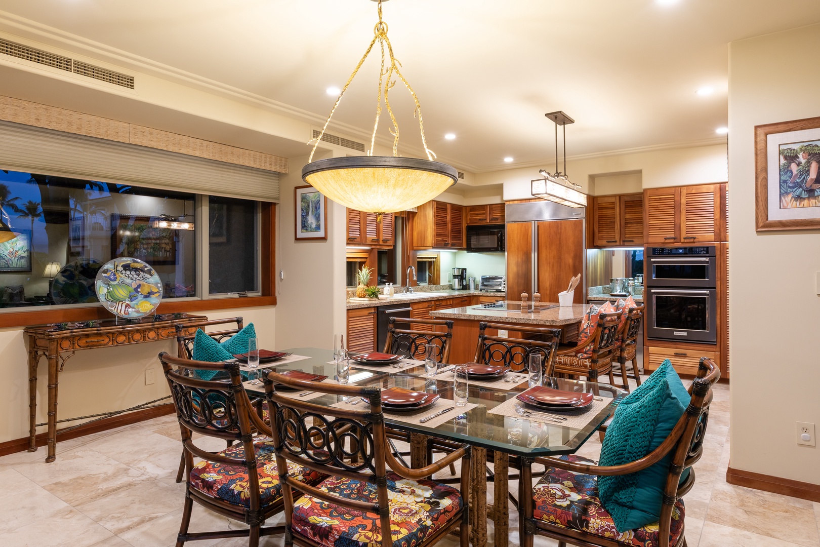 Kailua Kona Vacation Rentals, 2BD Hillside Villa (4102) at Hualalai Resort - Dining area with seating for six, open to the kitchen for easy gathering.