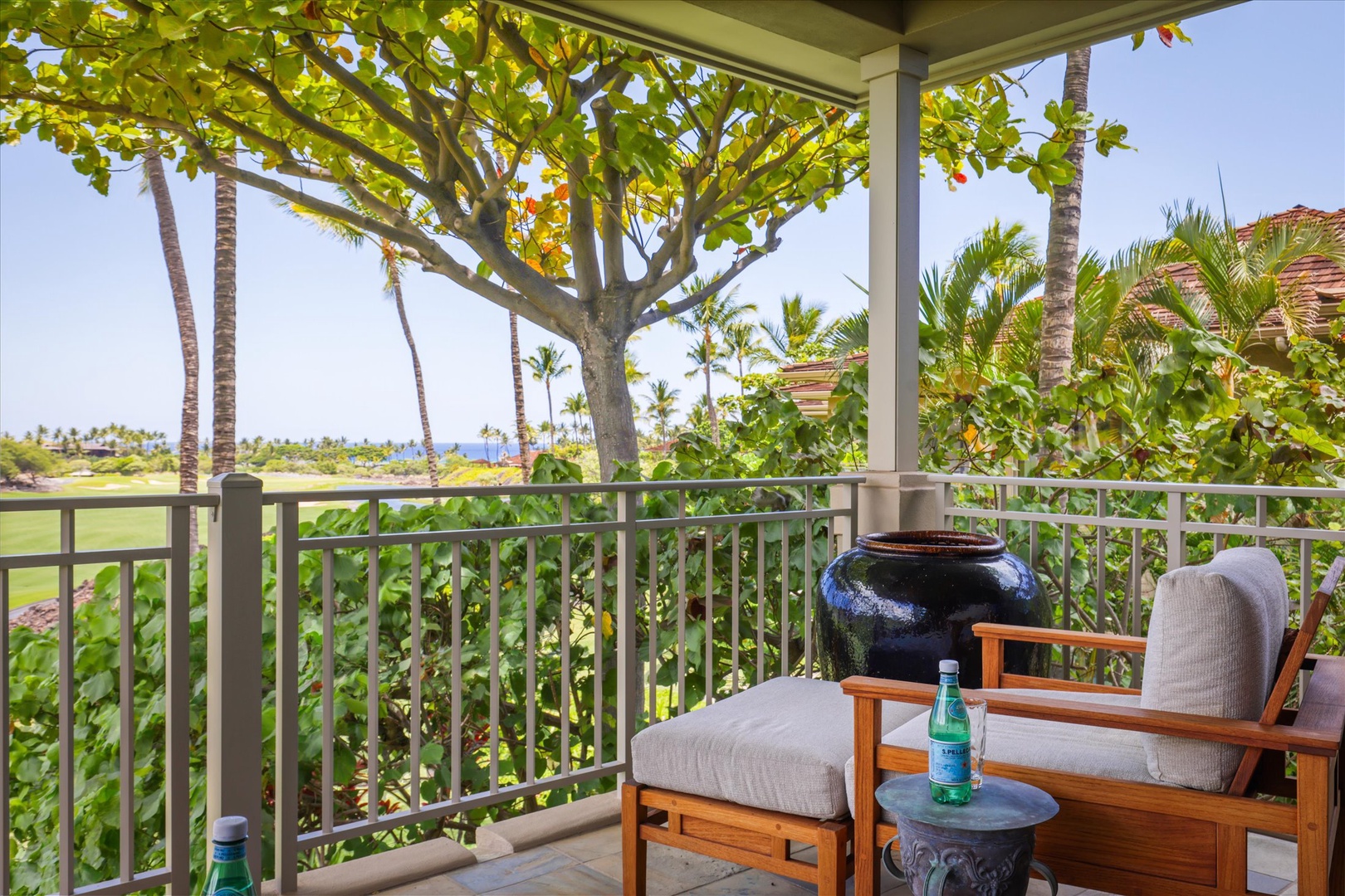 Kailua Kona Vacation Rentals, Wai'ulu Villa 115D - Outdoor lounge area off the primary bedroom—ideal for soaking in the tranquility of Hualalai’s lush landscape.