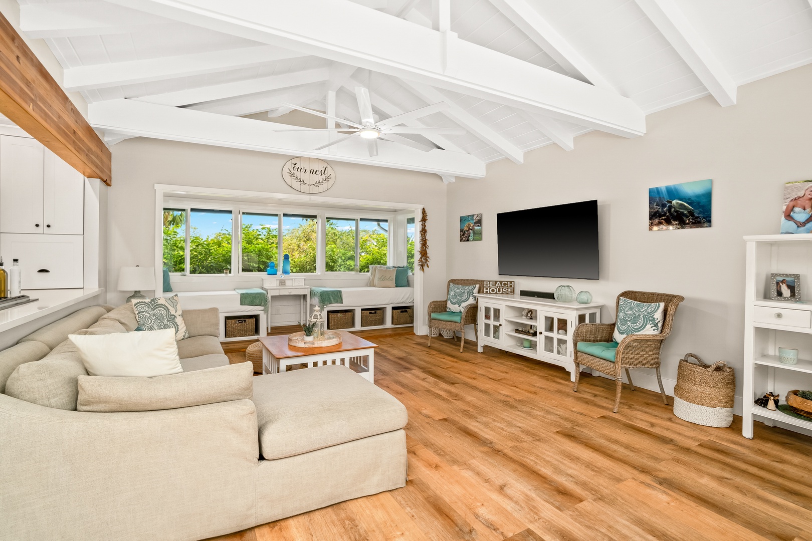 Princeville Vacation Rentals, Ola Hou - Main House - A bright and spacious interior ideal for relaxing with family and friends.