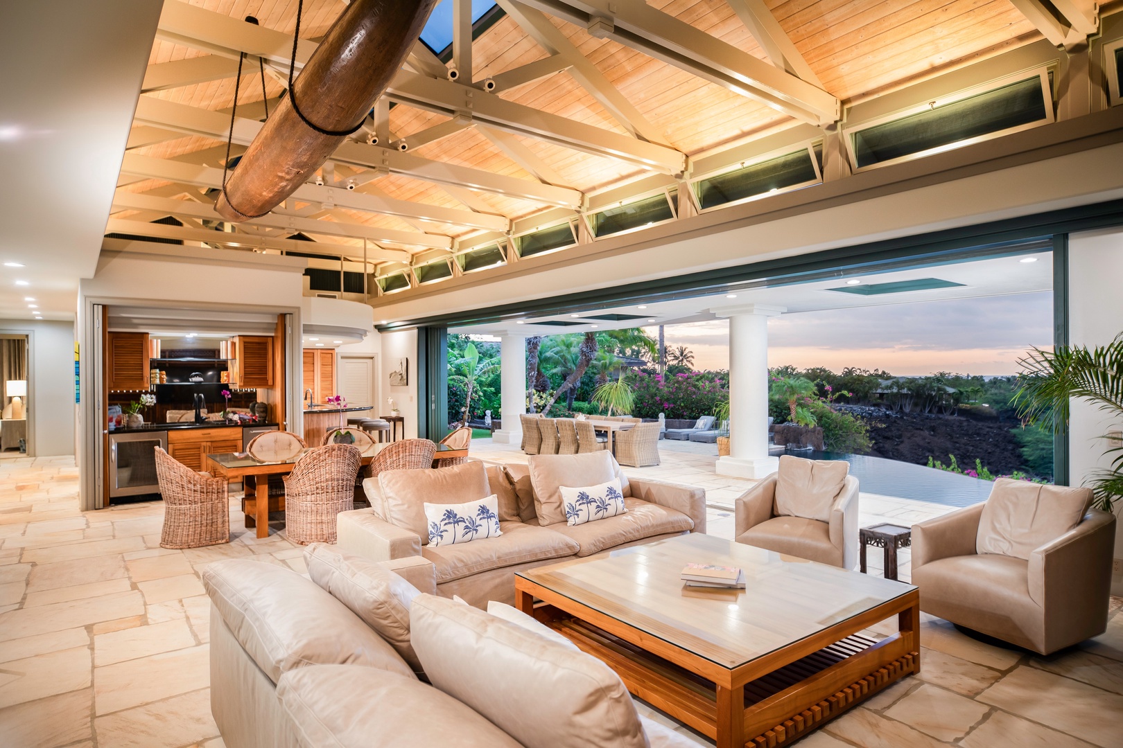 Kamuela Vacation Rentals, Canoe House at Champion Ridge - Expand your gathering space with this open?concept kitchen, dining and living zone — designed for both comfort and connection.