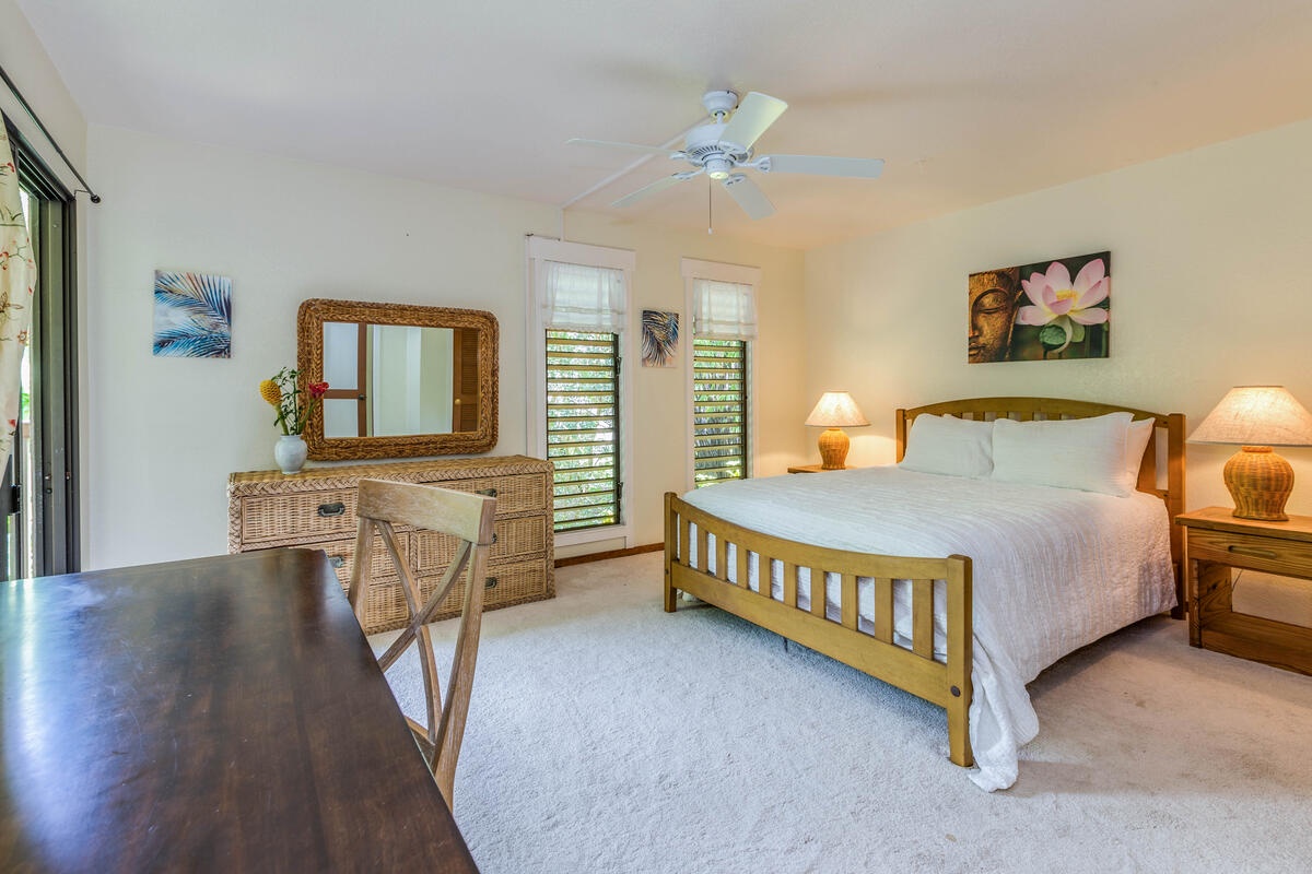 Koloa Vacation Rentals, Waikomo Streams 121 - Bedroom has a king bed