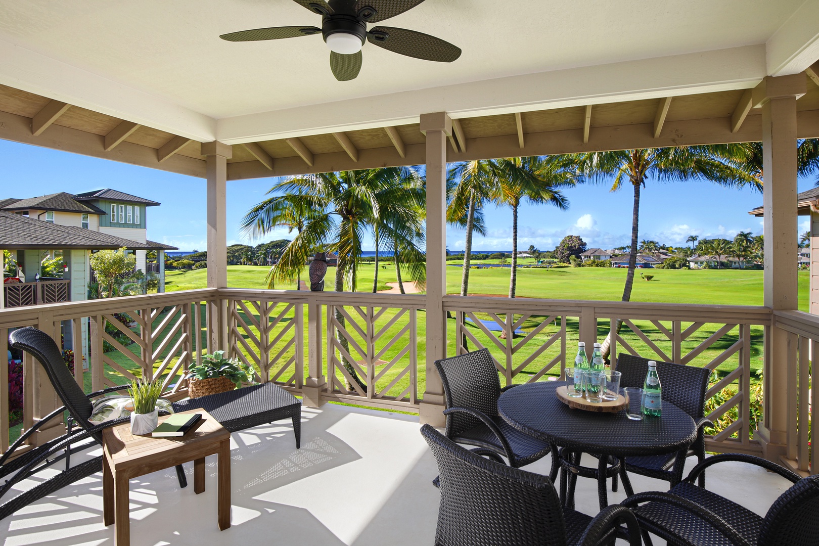 Koloa Vacation Rentals, Pili Mai 8C - Lanai with golf course and distant ocean view