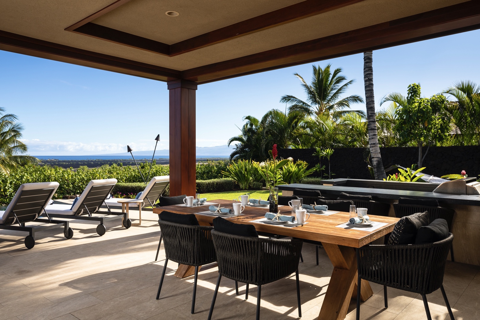 Kailua Kona Vacation Rentals, 4BD Kulanakauhale (3558) Estate Home at Four Seasons Resort at Hualalai - Outdoor dining set, perfect for breakfast, lunch and dinner.