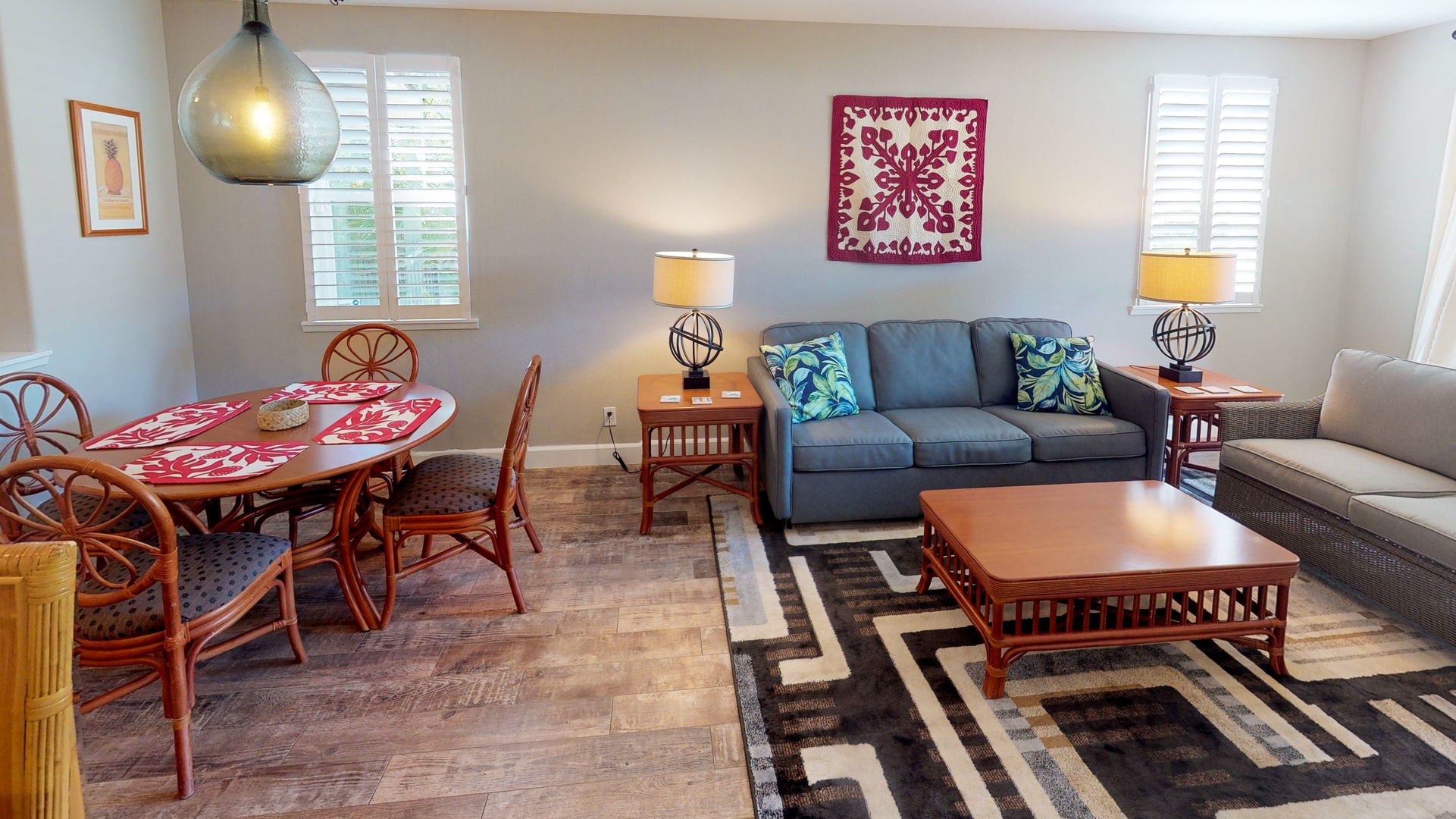 Kapolei Vacation Rentals, Ko Olina Kai 1051A - Dine at the table and then sink in to the plush living room couch.