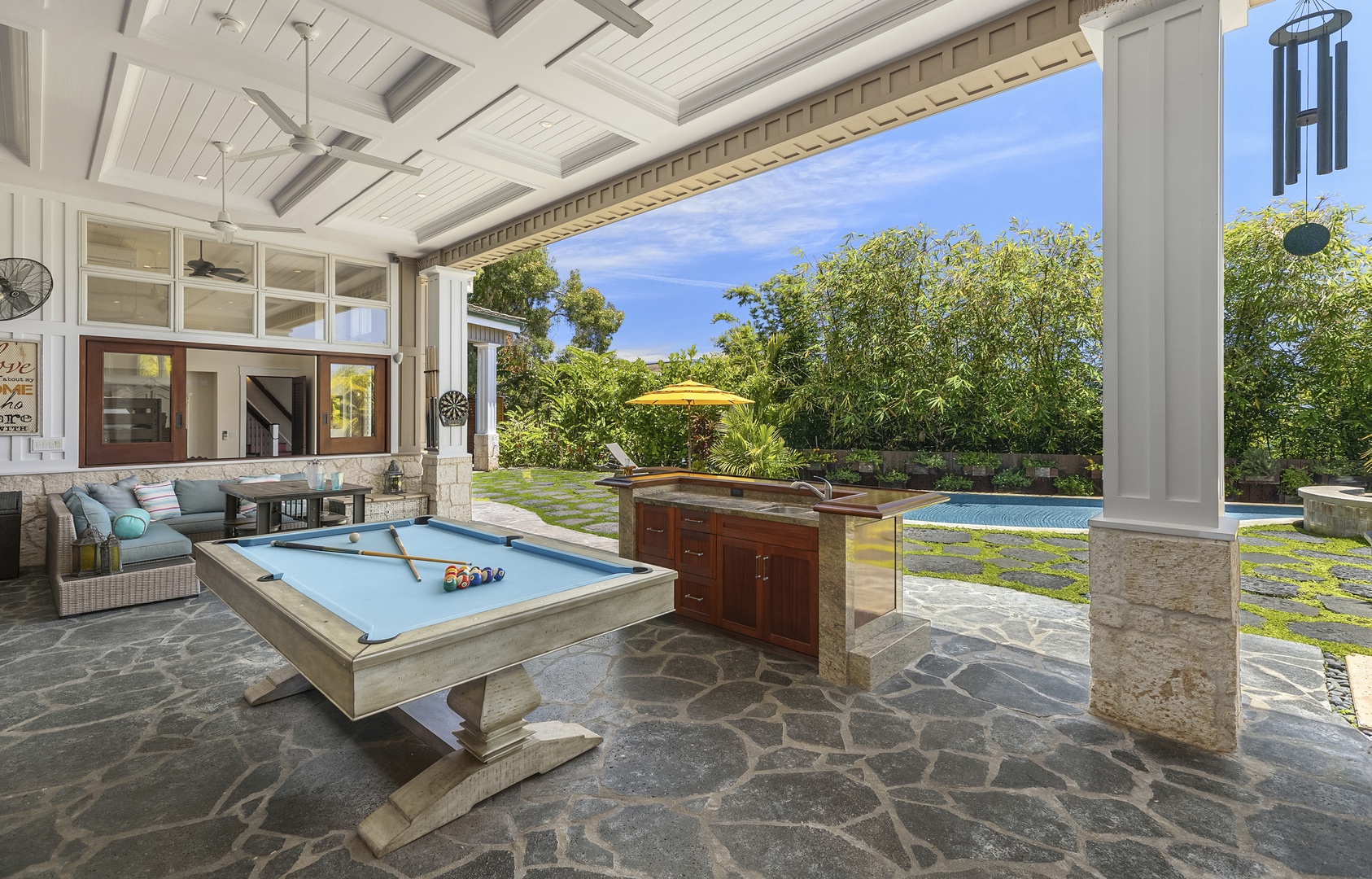 Kailua Vacation Rentals, Lanikai Villa - Challenge family and friends to a round of billiards in the game room that opens to the pool