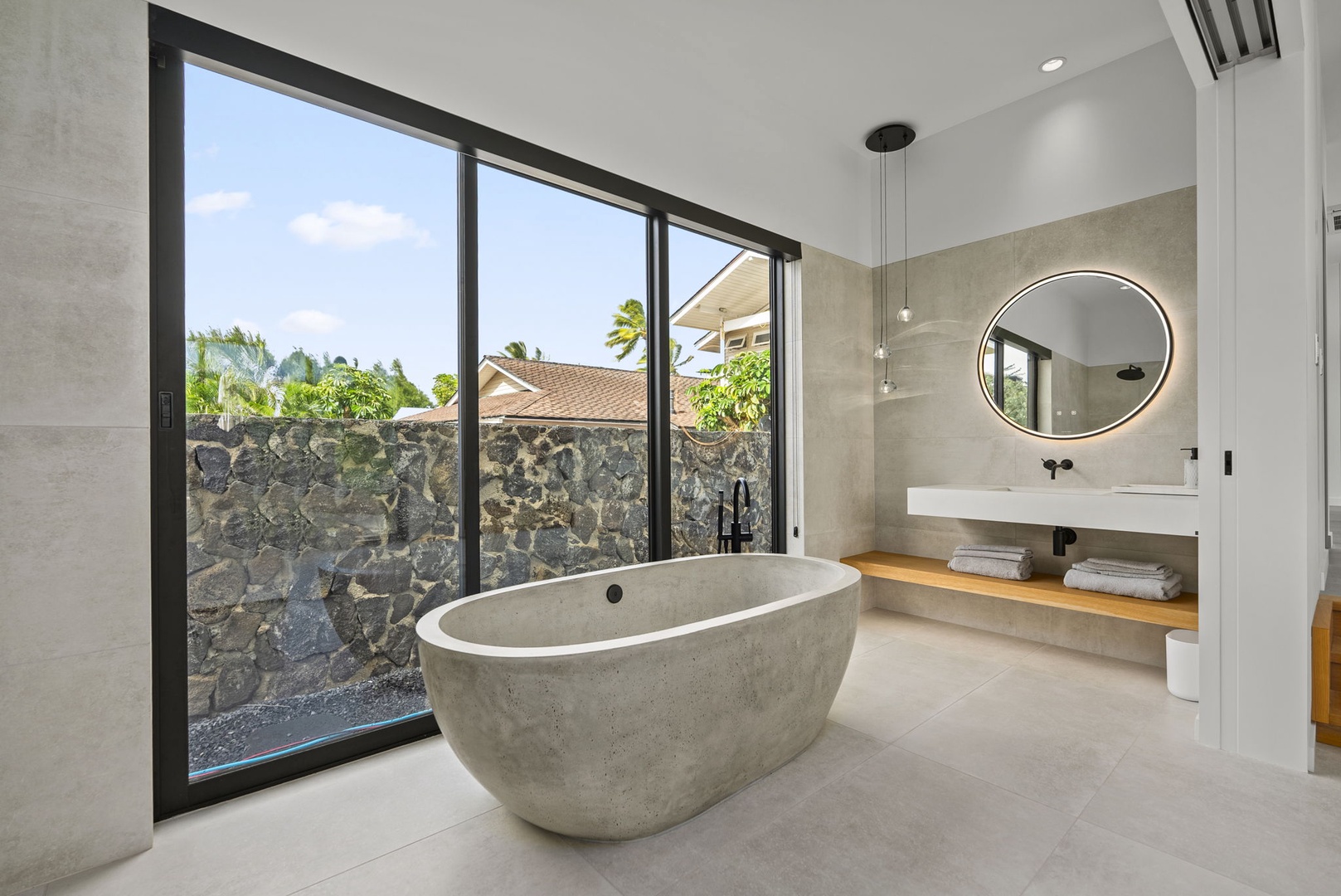 Kailua Vacation Rentals, Kailua Beach Escape - Slip into a peaceful soak surrounded by natural light and serene garden views.