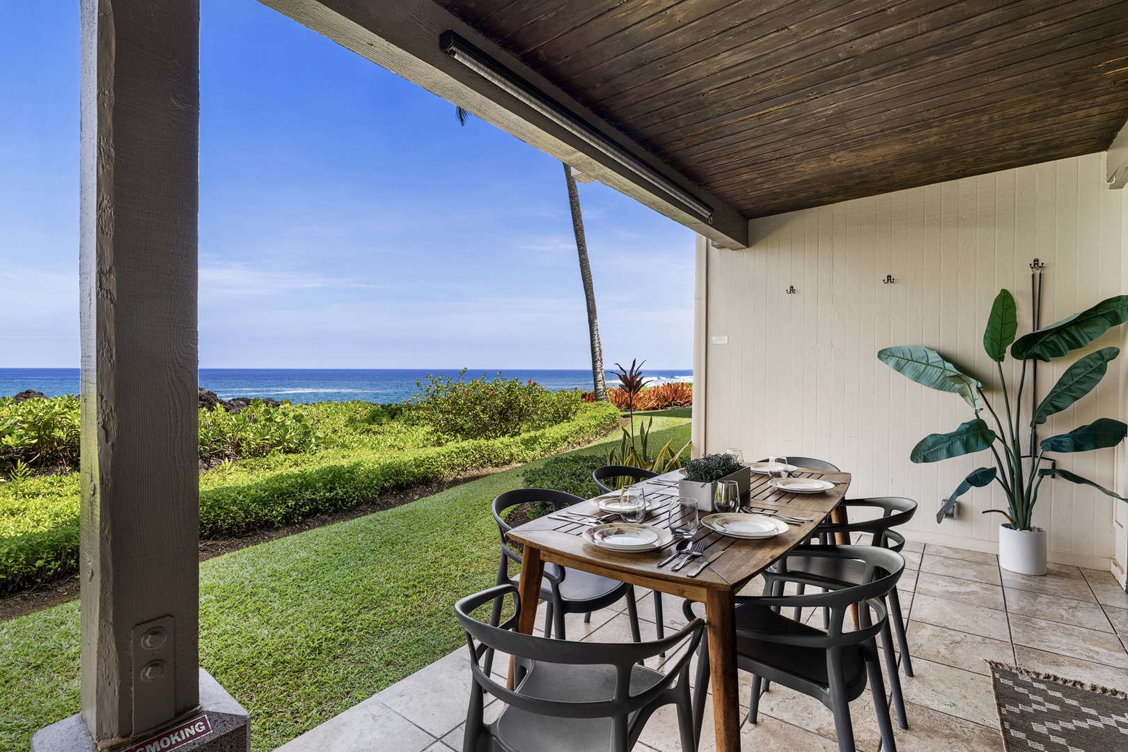Kailua Kona Vacation Rentals, Keauhou Kona Surf & Racquet 1104 - Bring lunch out to the lanai and stay for the view past the greenery.