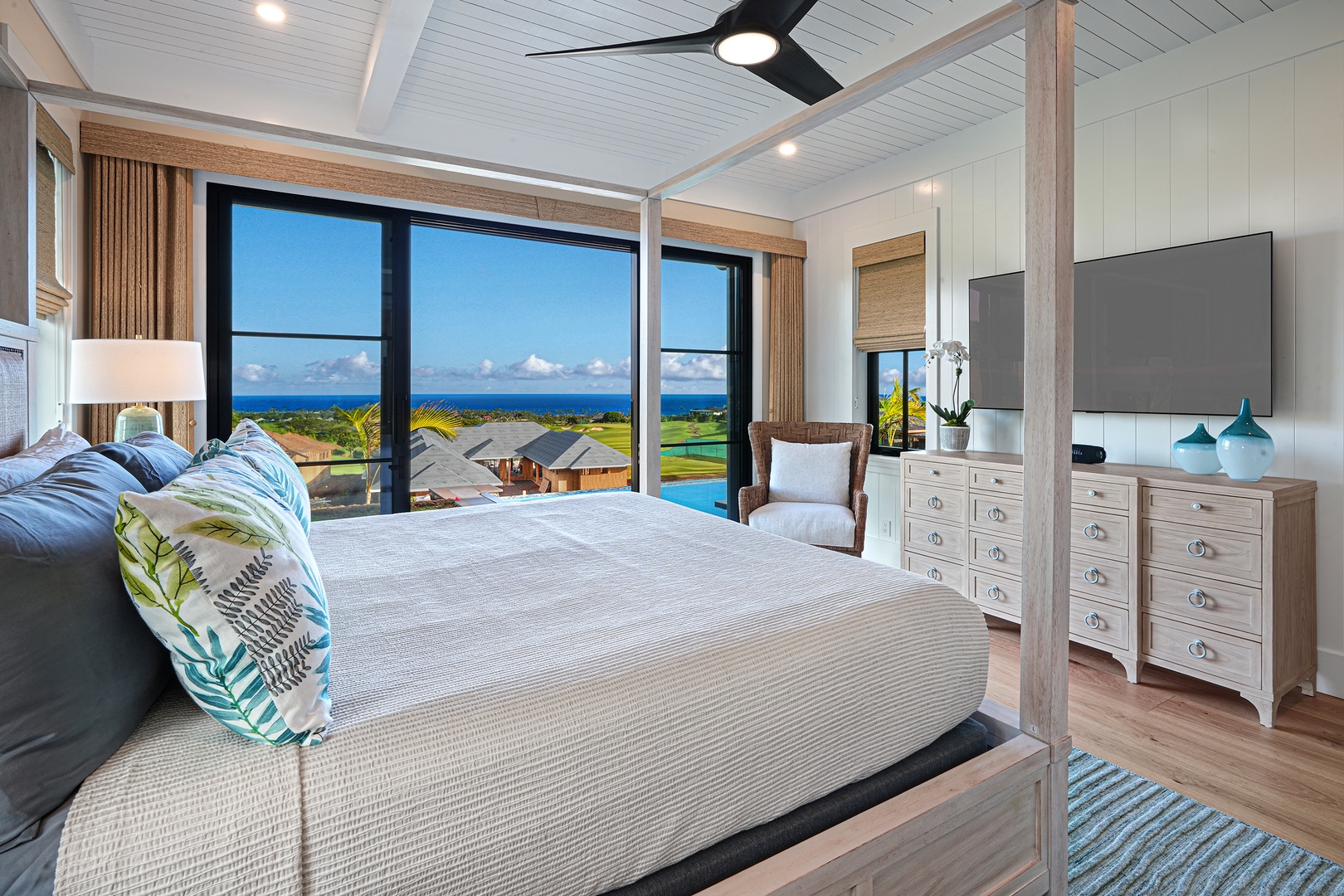 Koloa Vacation Rentals, Hali'a Mai - The primary suite faces the windows, so the first thing you see is the ocean you came for.