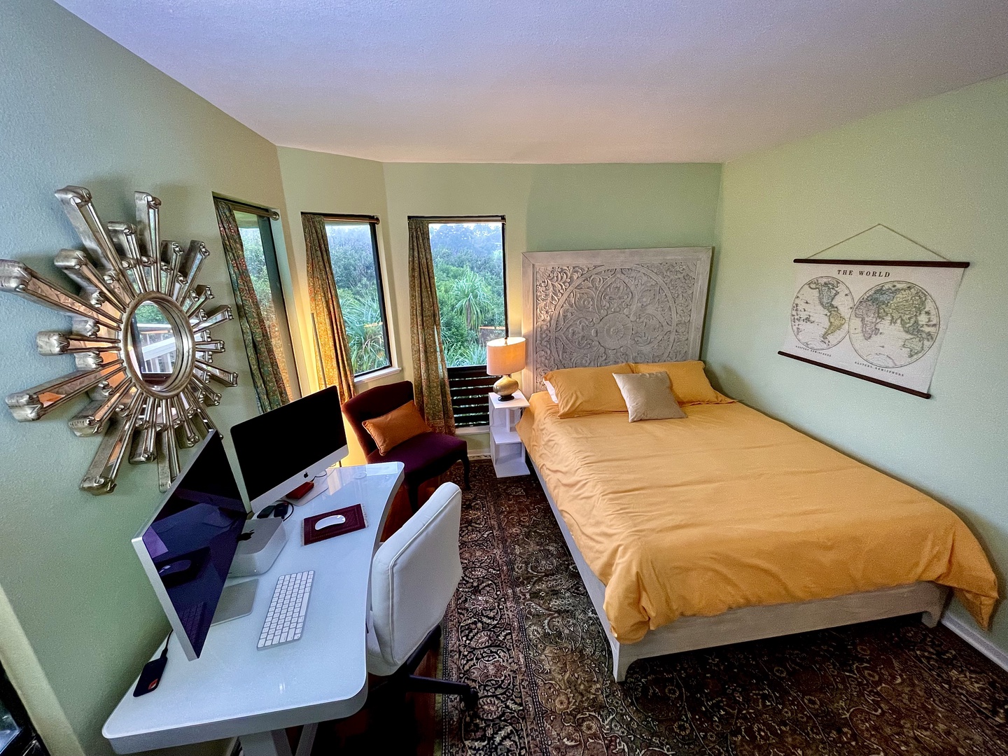 Princeville Vacation Rentals, Makanalani - Restful charm and productivity amidst natural surroundings in the guest bedroom.