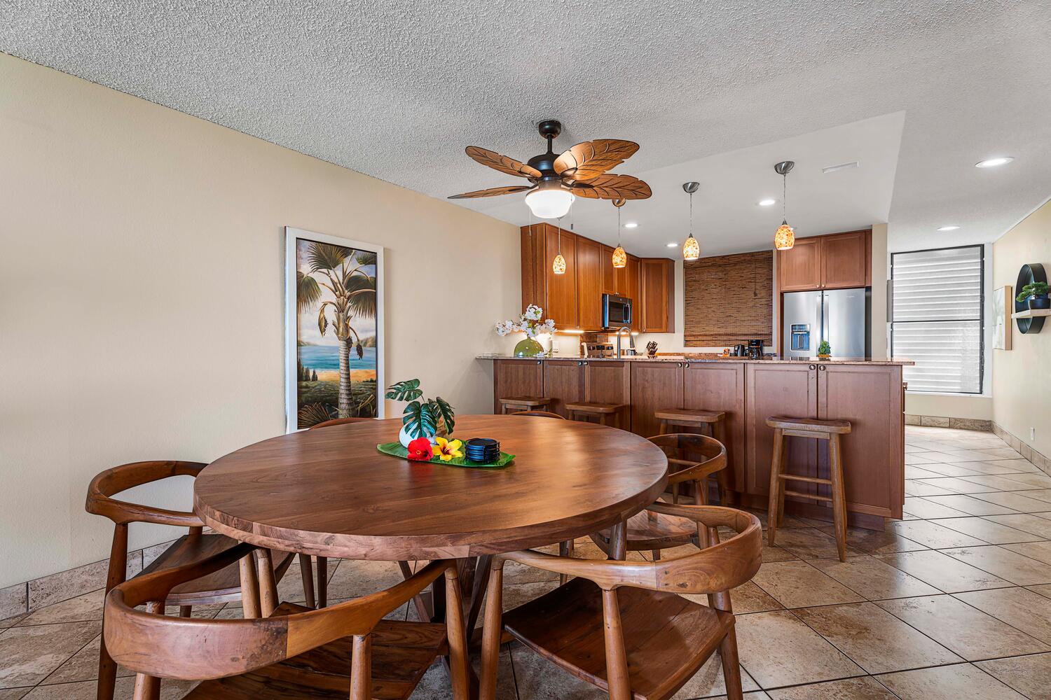 Kailua Kona Vacation Rentals, Keauhou Kona Surf & Racquet 1104 - Dining table with four seats, perfect for small families