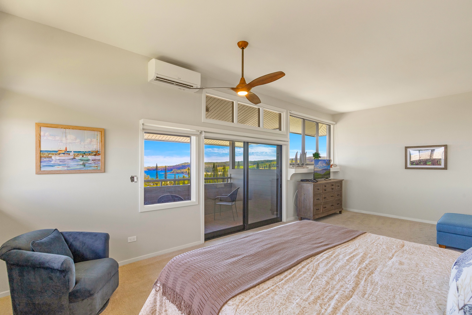 Lahaina Vacation Rentals, Kapalua Ridge 1622 - The spacious bedroom opens directly onto a private lanai, perfect for enjoying a morning coffee