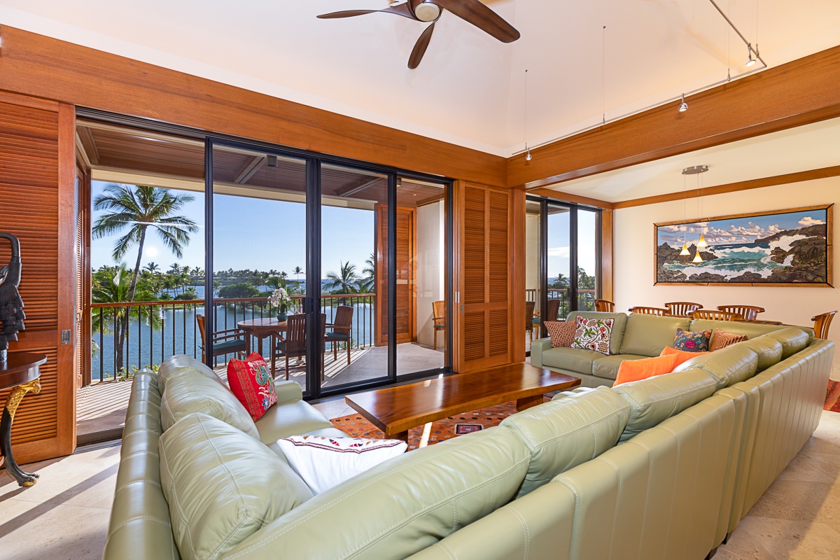 Kamuela Vacation Rentals, Mauna Lani Terrace A303 - Living room seating for the whole family!