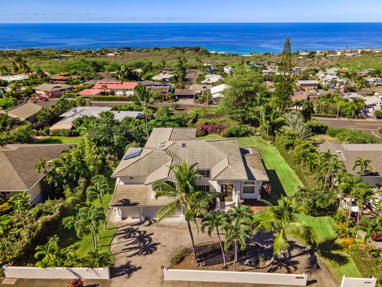 Kailua Kona Vacation Rentals, Ho'okipa Hale - Aerial view of the property with stunning proximity to coastline and town amenities.