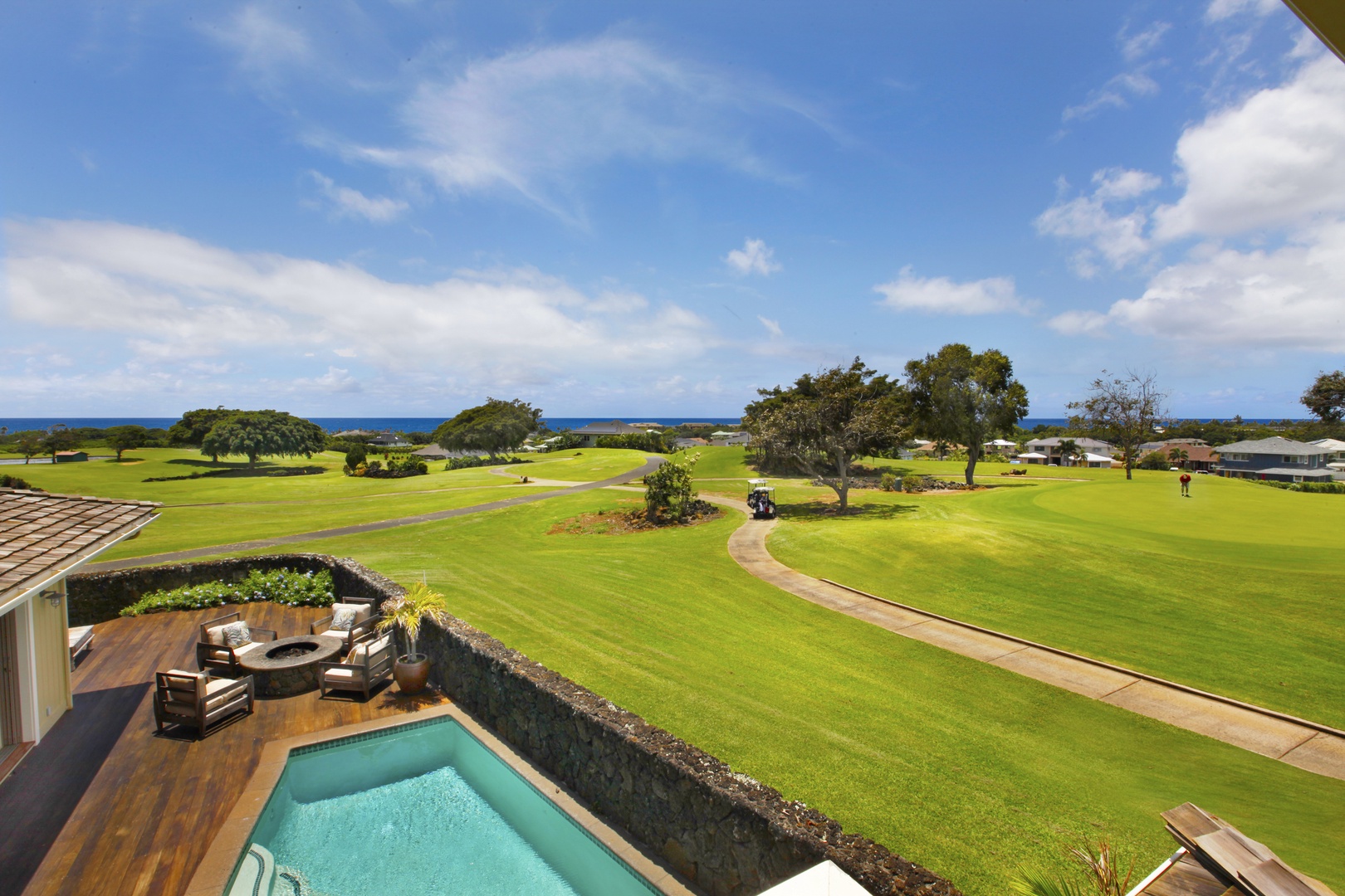 Koloa Vacation Rentals, Hale Luana at Poipu - Lanai with Golf Course and Ocean Views