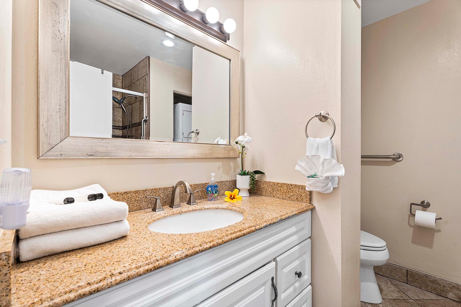 Kailua Kona Vacation Rentals, Keauhou Kona Surf & Racquet 1104 - Clean and modern ensuite bathroom featuring a stylish single sink — a private oasis for freshening up.
