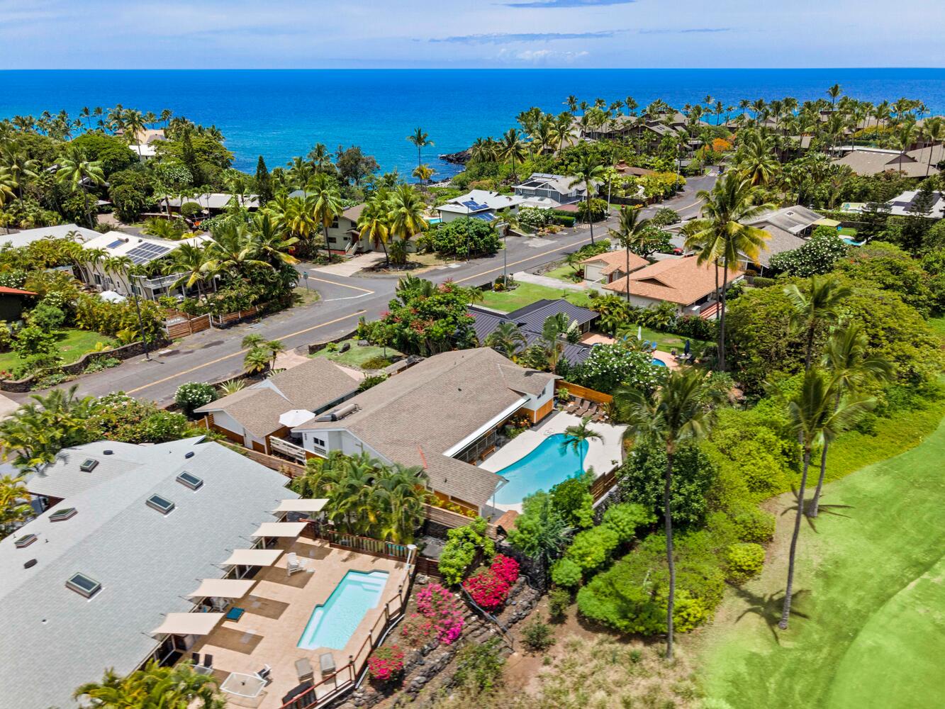 Kailua Kona Vacation Rentals, Manukai Hale - Aerial shot featuring the pool.