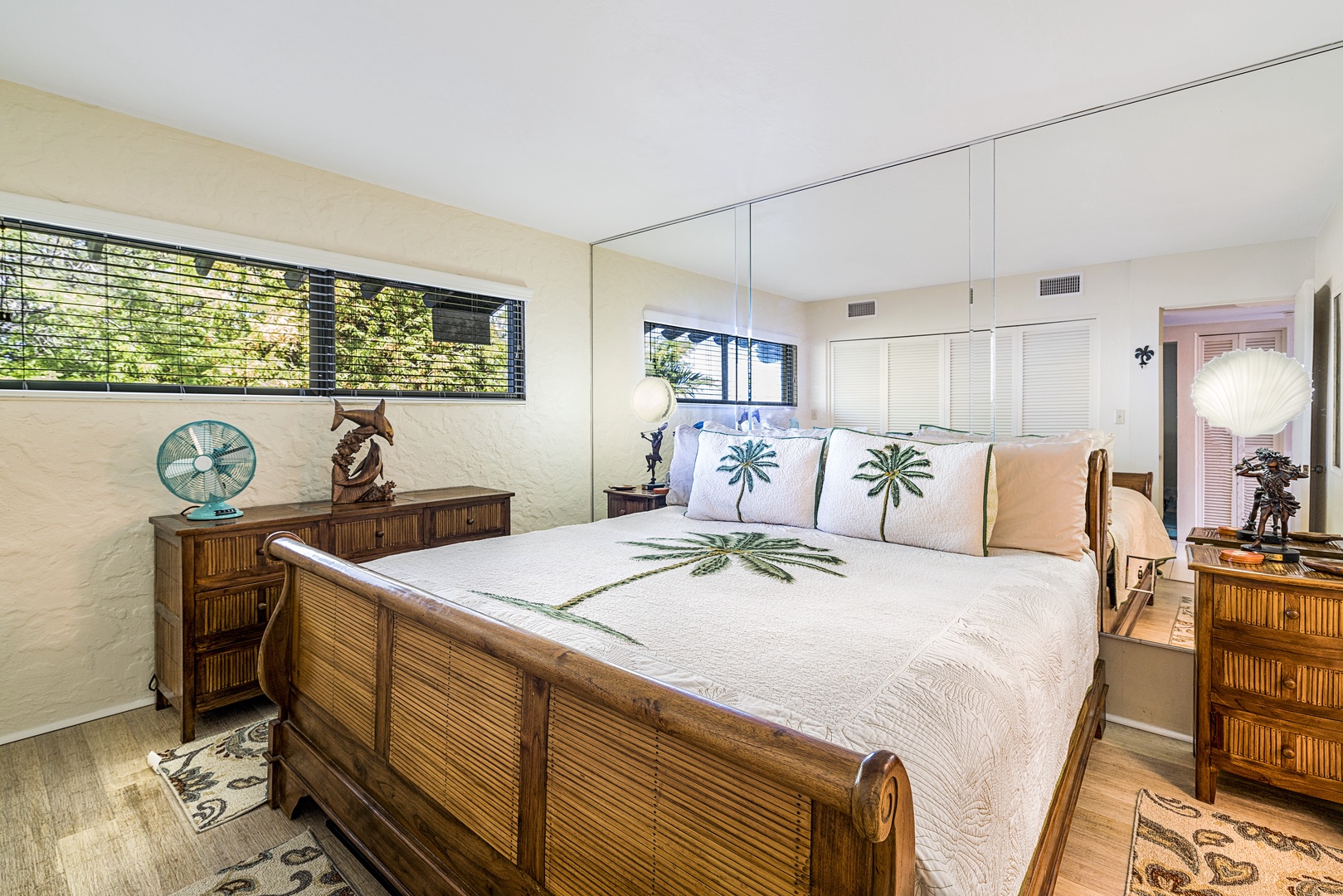 Kailua Kona Vacation Rentals, Casa De Emdeko 336 - Large primary bedroom with Cal King bed kept cool by A/C