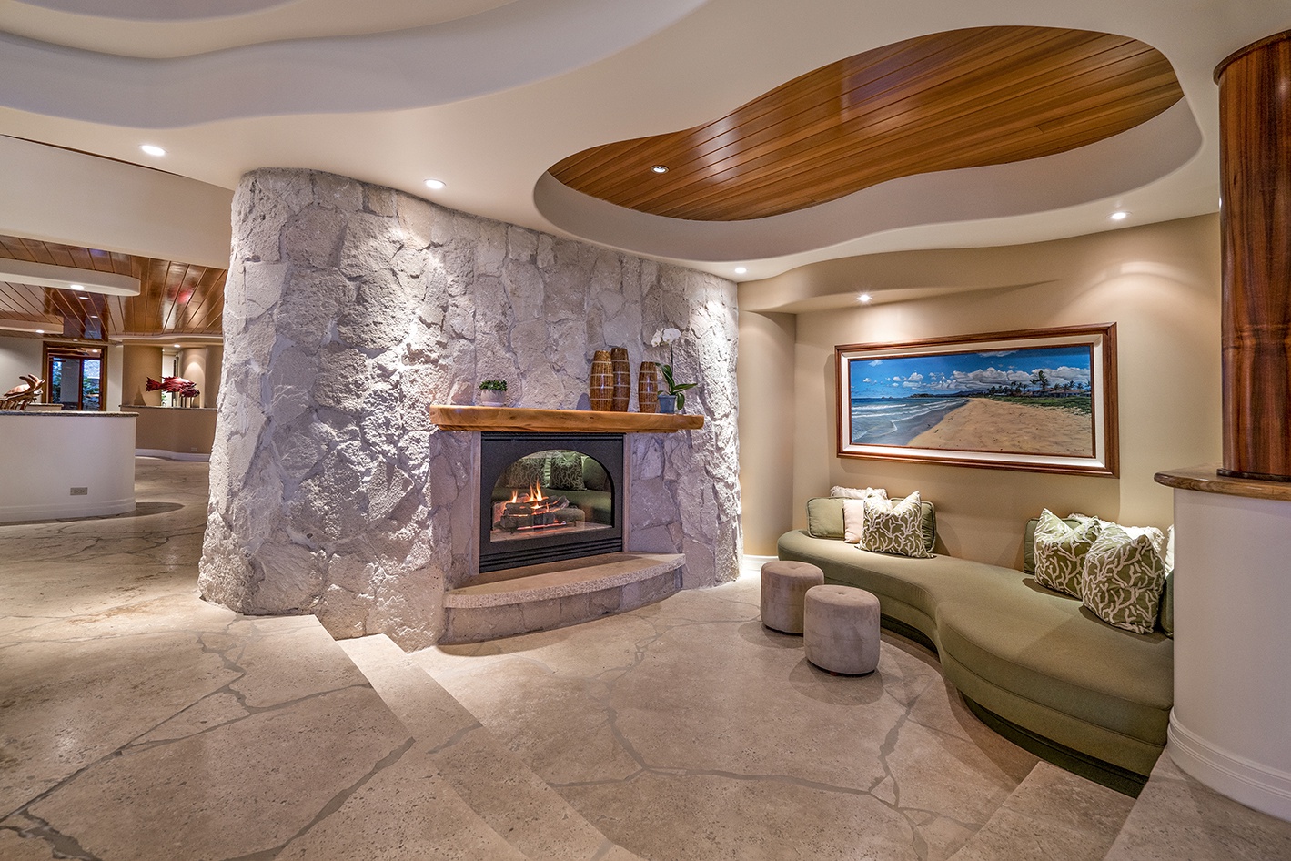 Kailua Vacation Rentals, Kailua's Kai Moena Estate - Main house: Gas fireplace