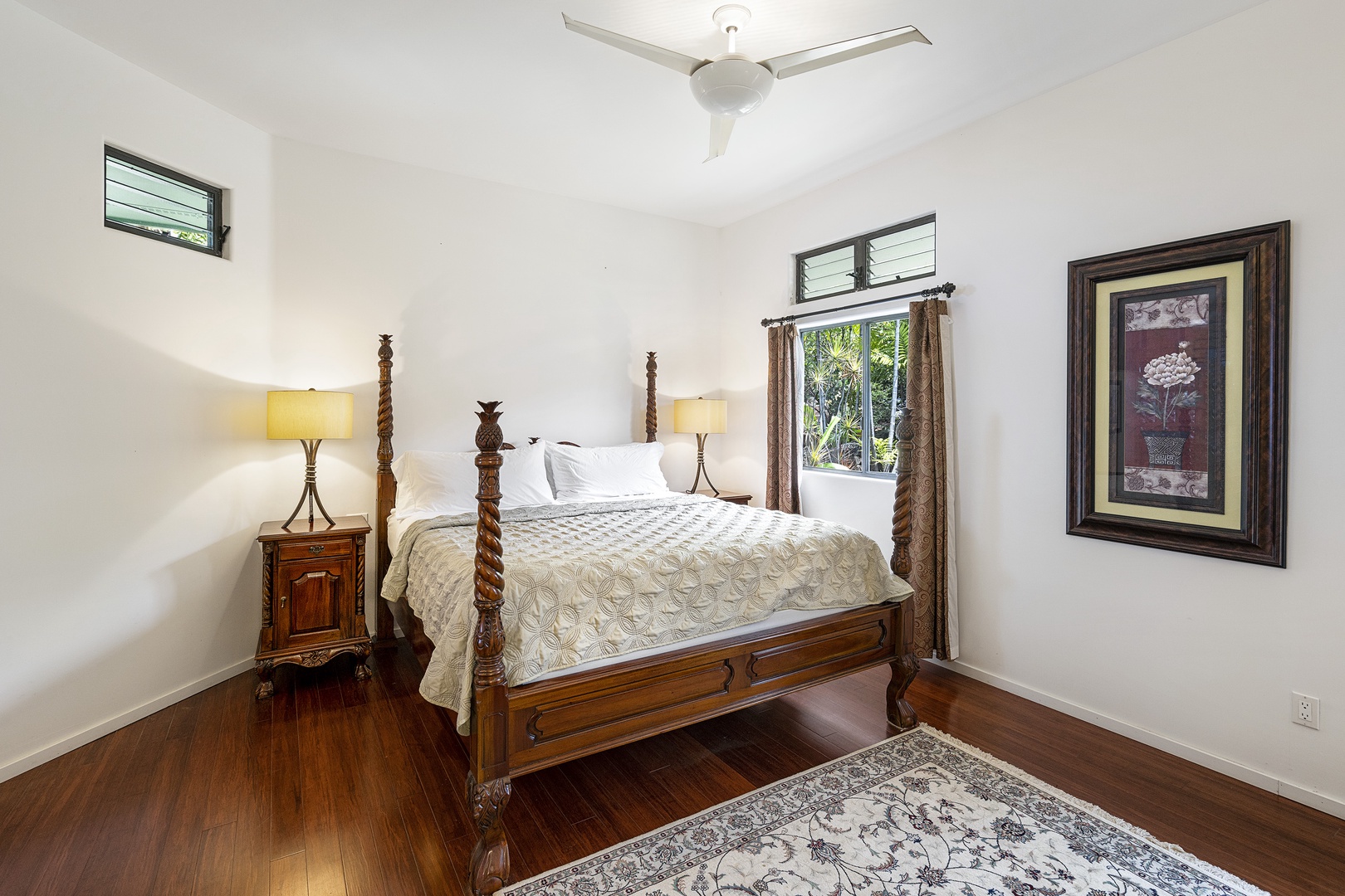 Kailua Kona Vacation Rentals, Ho'o Maluhia - Primary bedroom on the main floor equipped with Cal King bed!