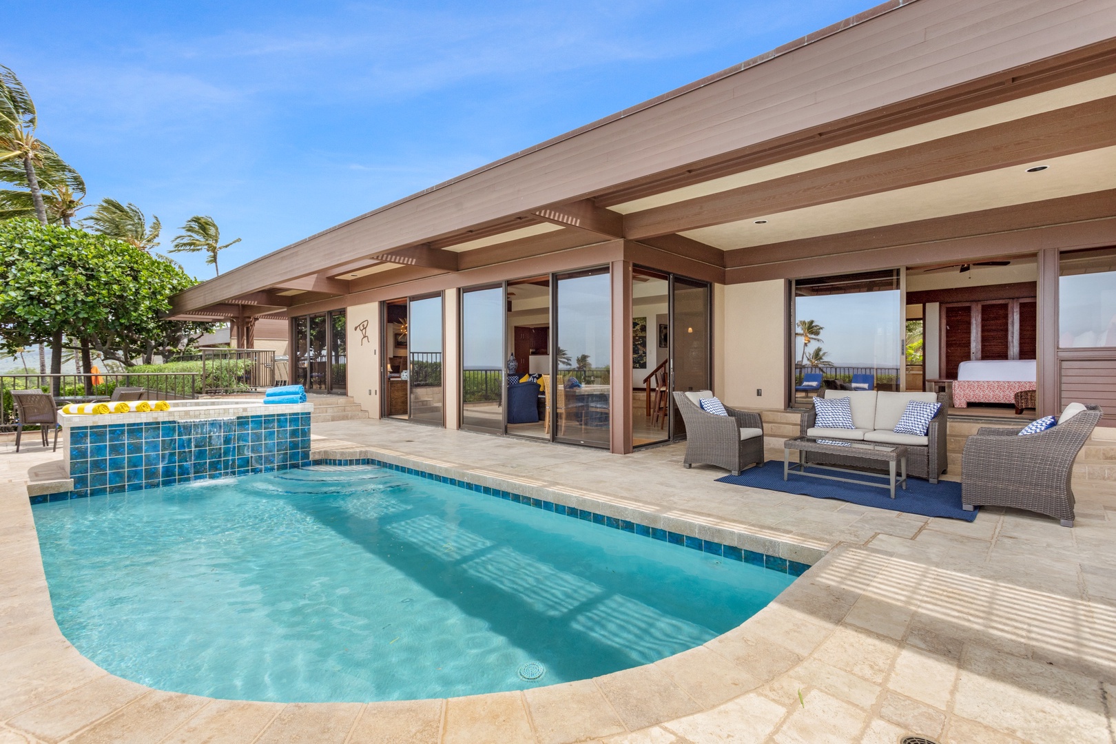 Kamuela Vacation Rentals, 3BD Villas (39) at Mauna Kea Resort - View from pool deck back toward the home.