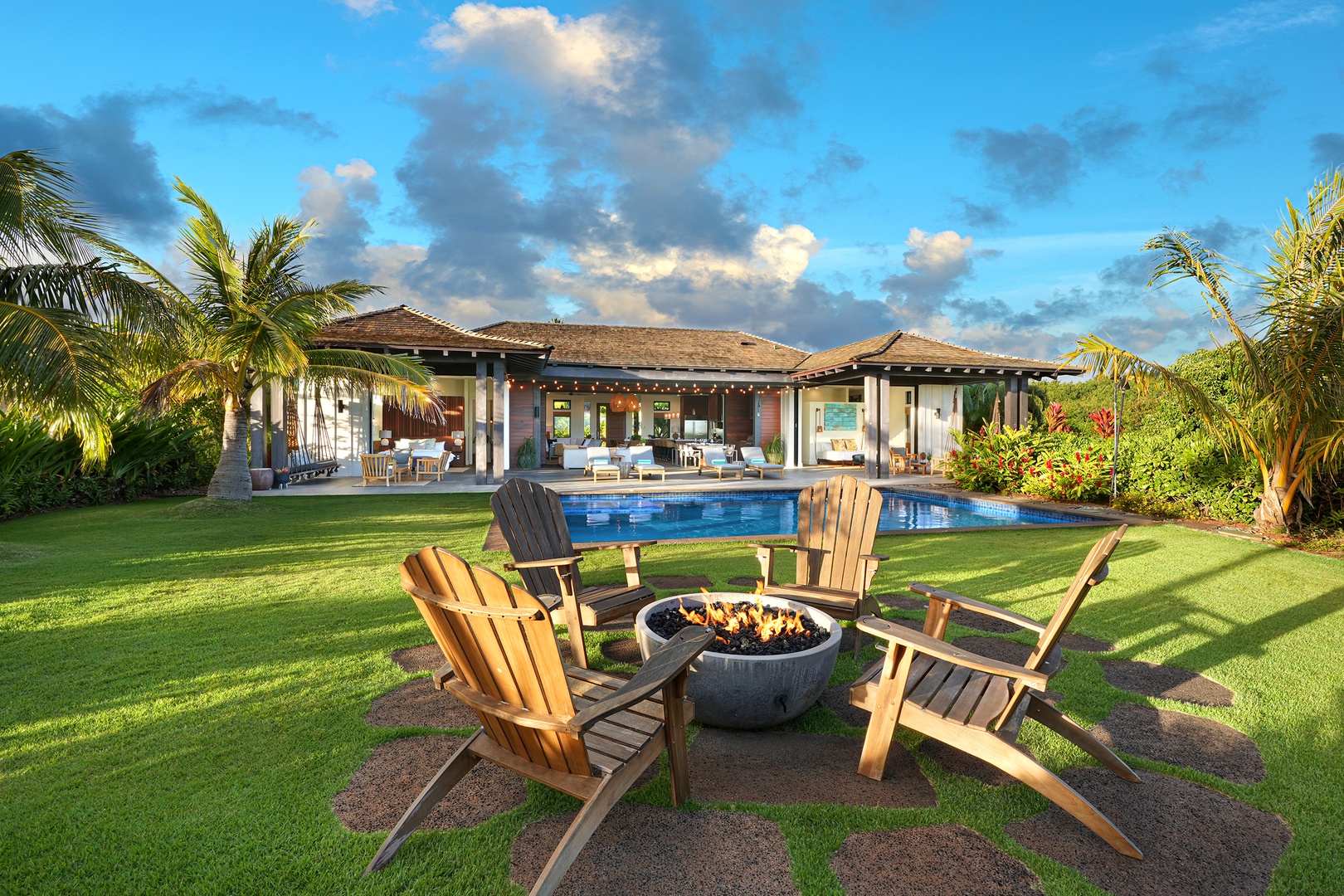 Koloa Vacation Rentals, Hale Pomaika'i Mau - Gather around the firepit at night.