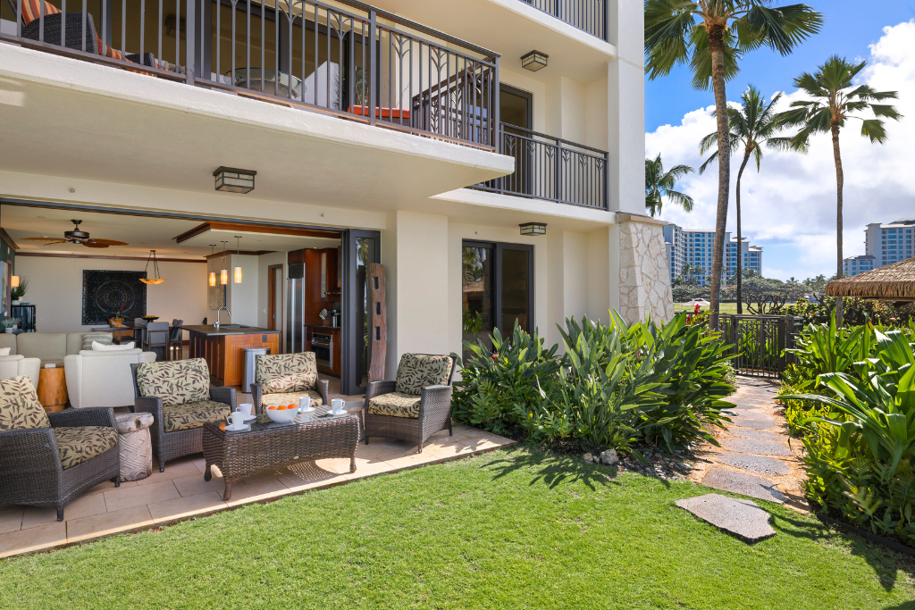 Kapolei Vacation Rentals, Ko Olina Beach Villas B109 - Wall to wall sliders open lanai to inside living seamlessly.